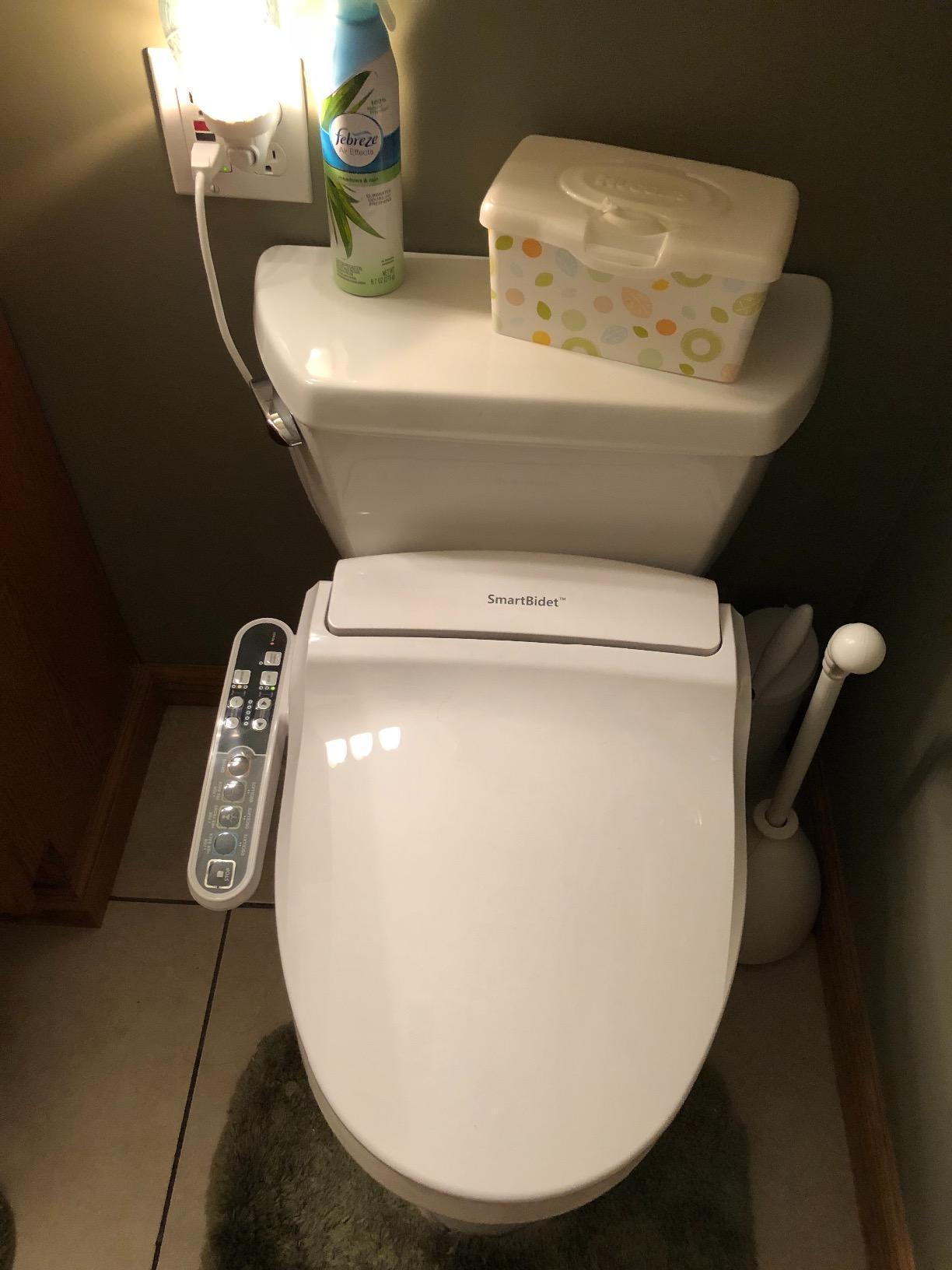 SmartBidet Electric Bidet Toilet Seat with Heated Seat, Warm Water, Air Dryer, Side Control Panel, Elongated customer photo 1