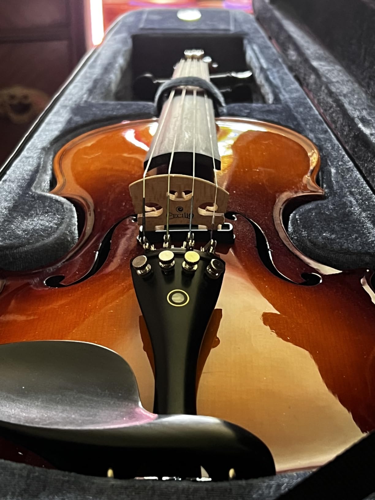 Cecilio 4/4 Full Size Acoustic & Electric Violin for Beginners & Professionals, Hand-Carved Solid Spruce Top, Ebony Fine Tuners, Full Set with Case, Bow, Rosin & AUX Cable (Pearl White) customer photo 1