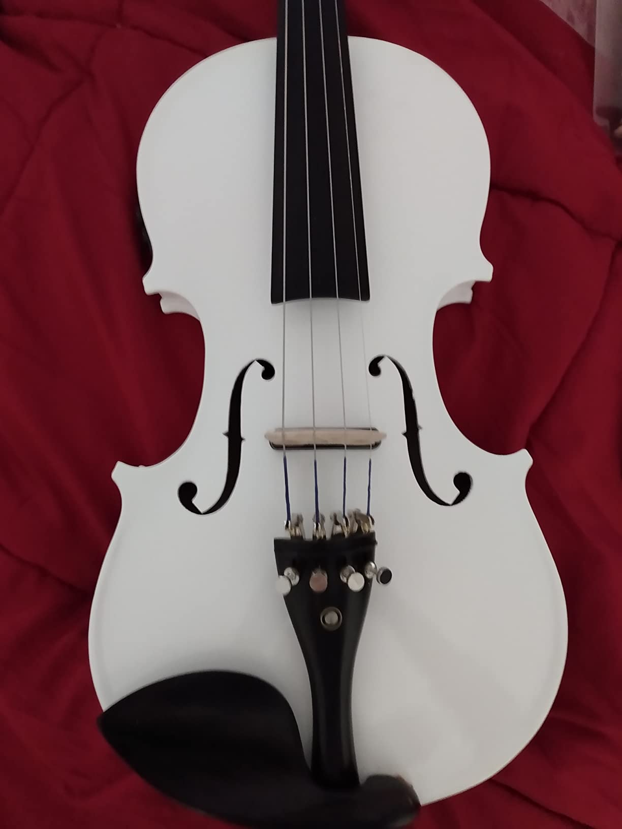 Cecilio 4/4 Full Size Acoustic & Electric Violin for Beginners & Professionals, Hand-Carved Solid Spruce Top, Ebony Fine Tuners, Full Set with Case, Bow, Rosin & AUX Cable (Pearl White) customer photo 2