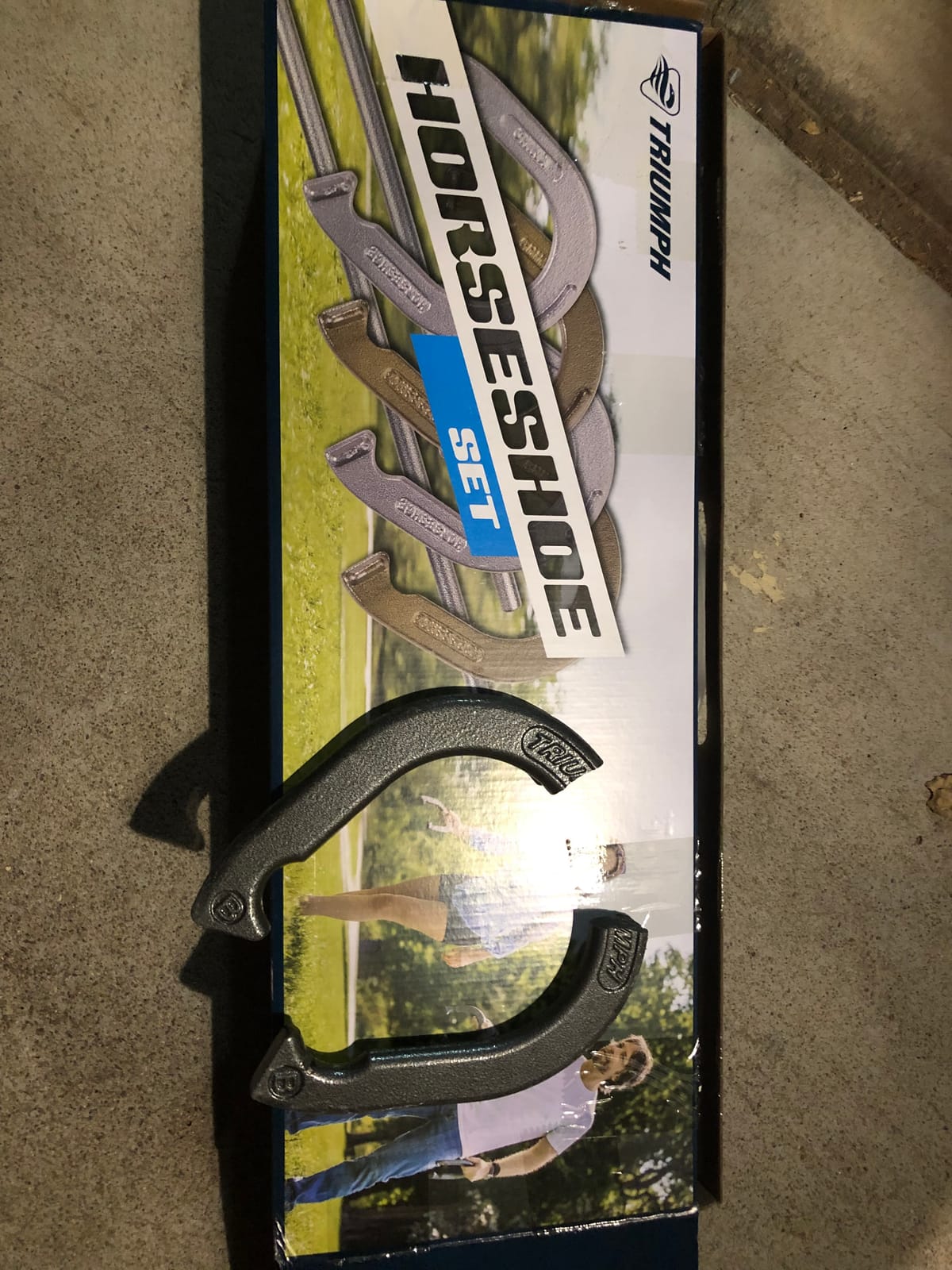 Triumph Forged and Steel Horseshoe Set Complete with 4 Horseshoes, 2 Stakes - Patriotic or Blue and Grey Colors customer photo 1
