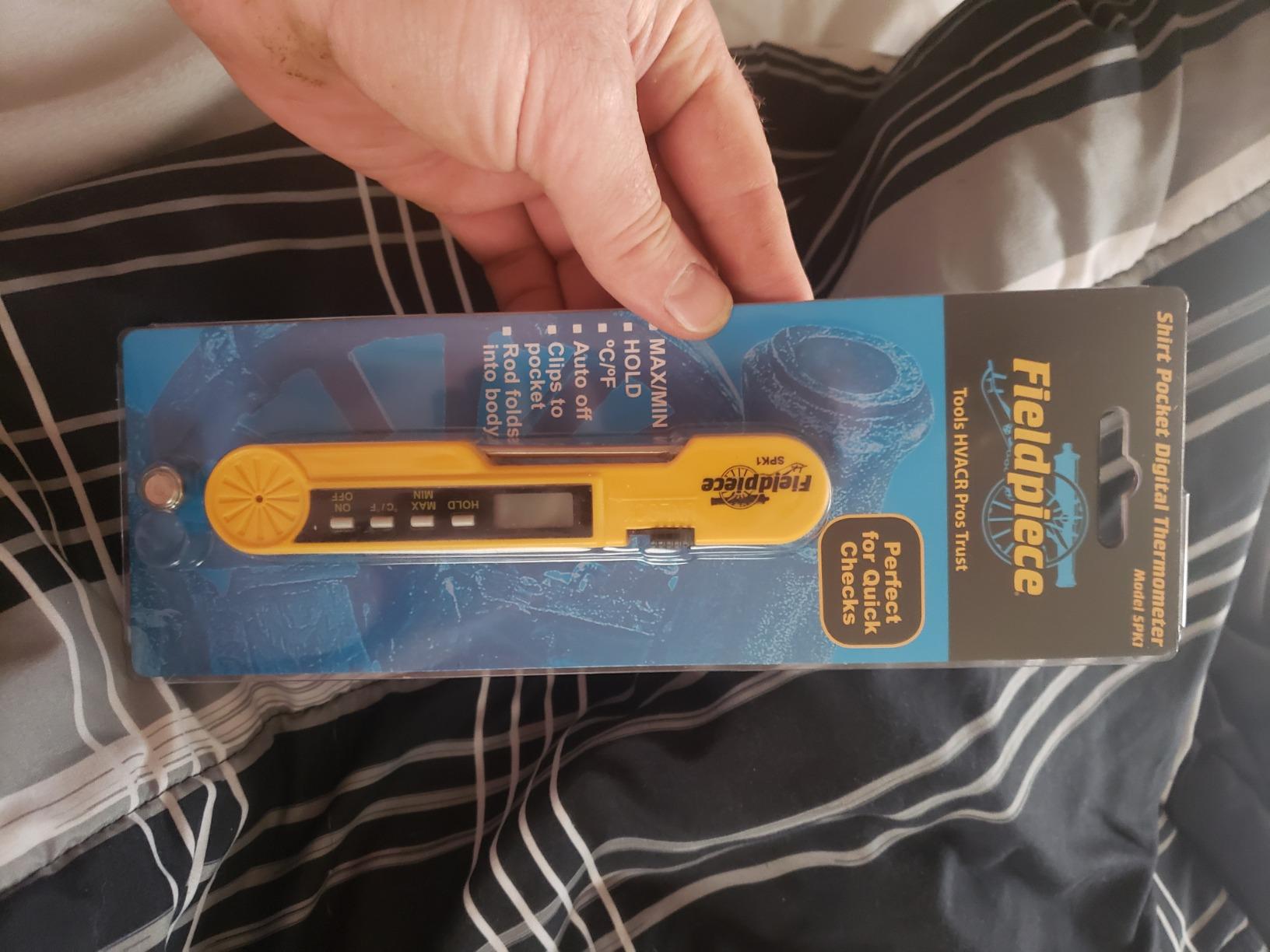 Fieldpiece SPK2 Pocket Thermometer - Folding Probe Digital Temperature Meter with Extended Reach - Backlit Display - Fast-Response Tip for HVAC/R customer photo 1