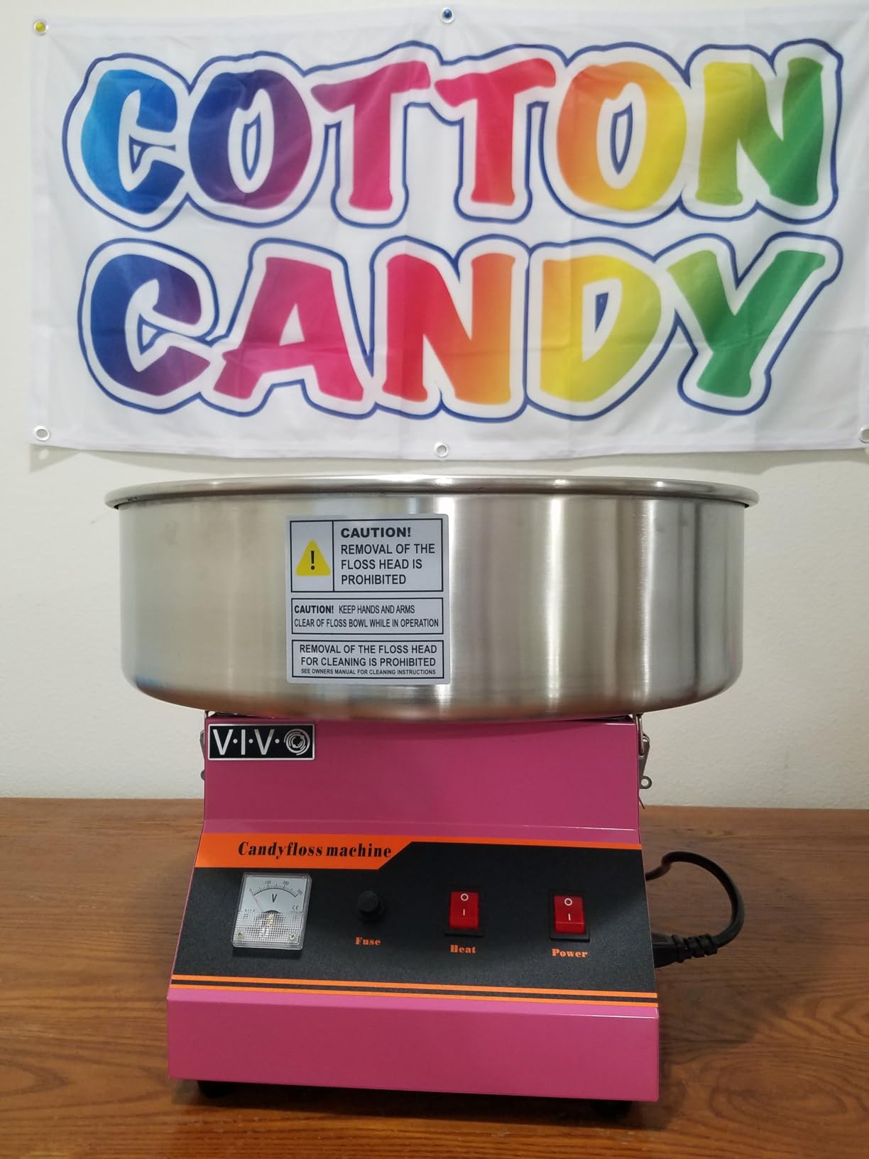 VIVO Pink 1030W Electric Cotton Candy Machine, CANDY-V001 | Commercial Candy Floss Maker, 20 in Stainless Steel Bowl with Sugar Scoop customer photo 2