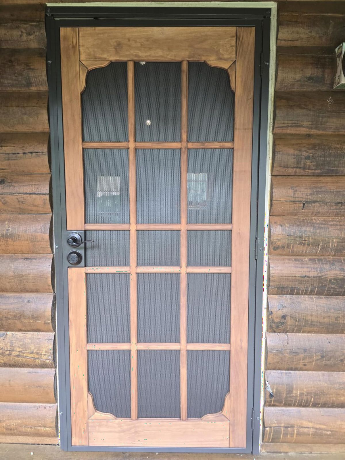 Prime-Line 3809BZ3068-I-WF Woodguard Steel Security Door, Bronze | Traditional Screen Door Style, Steel and Wood Construction, Non-Handed, Single Pack customer photo 2