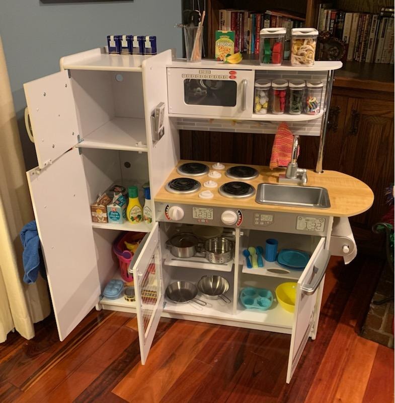 KidKraft Uptown Pastel Wooden Play Kitchen with Chalkboard, Play Phone, and See-Through Doors customer photo 2