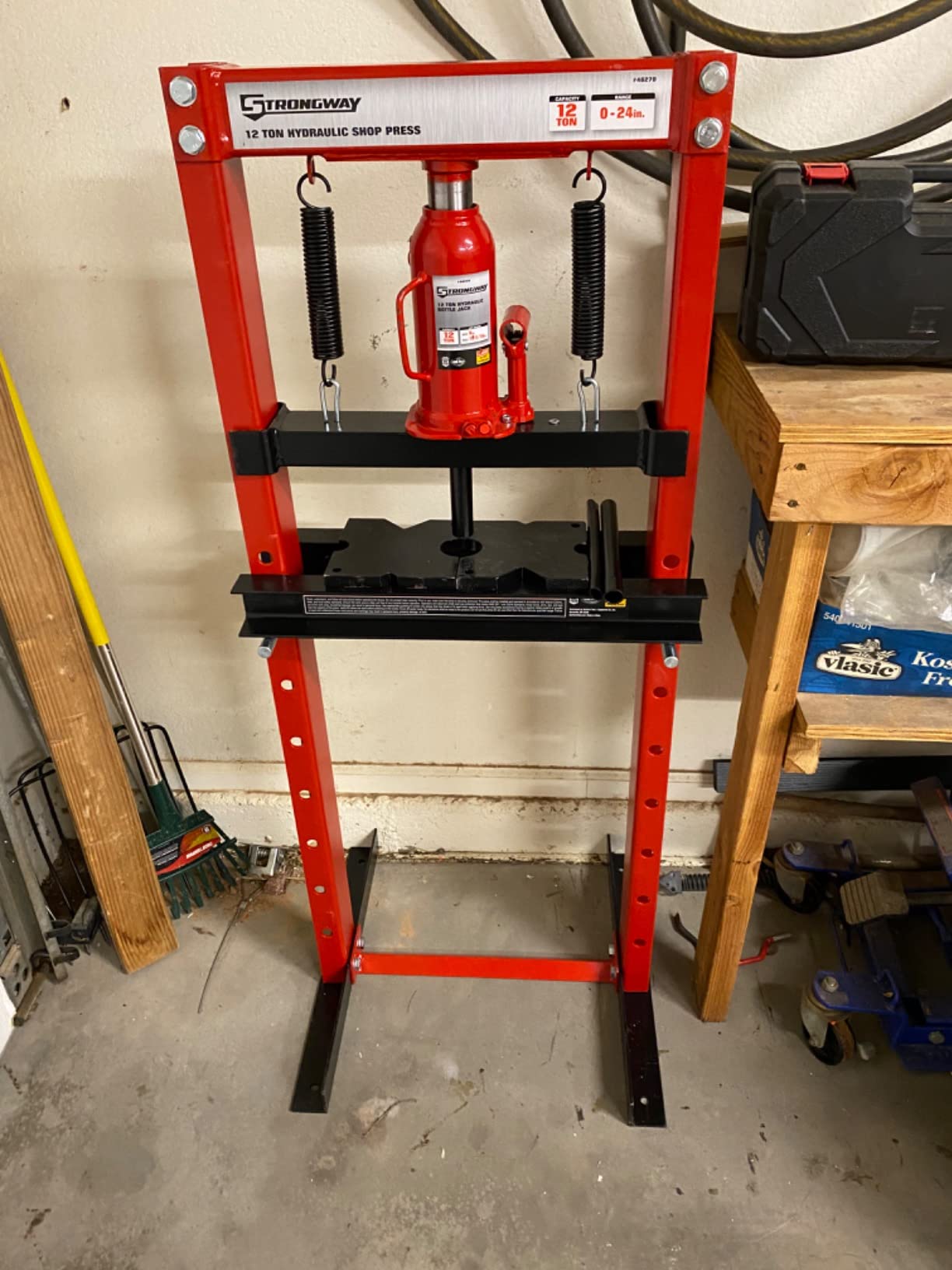 Strongway 40-Ton Pneumatic Shop Press with Gauge and Winch | Controlled pressing, Automotive repair, Bearing service, Straightening and fabrication, Shop-ready construction customer photo 1