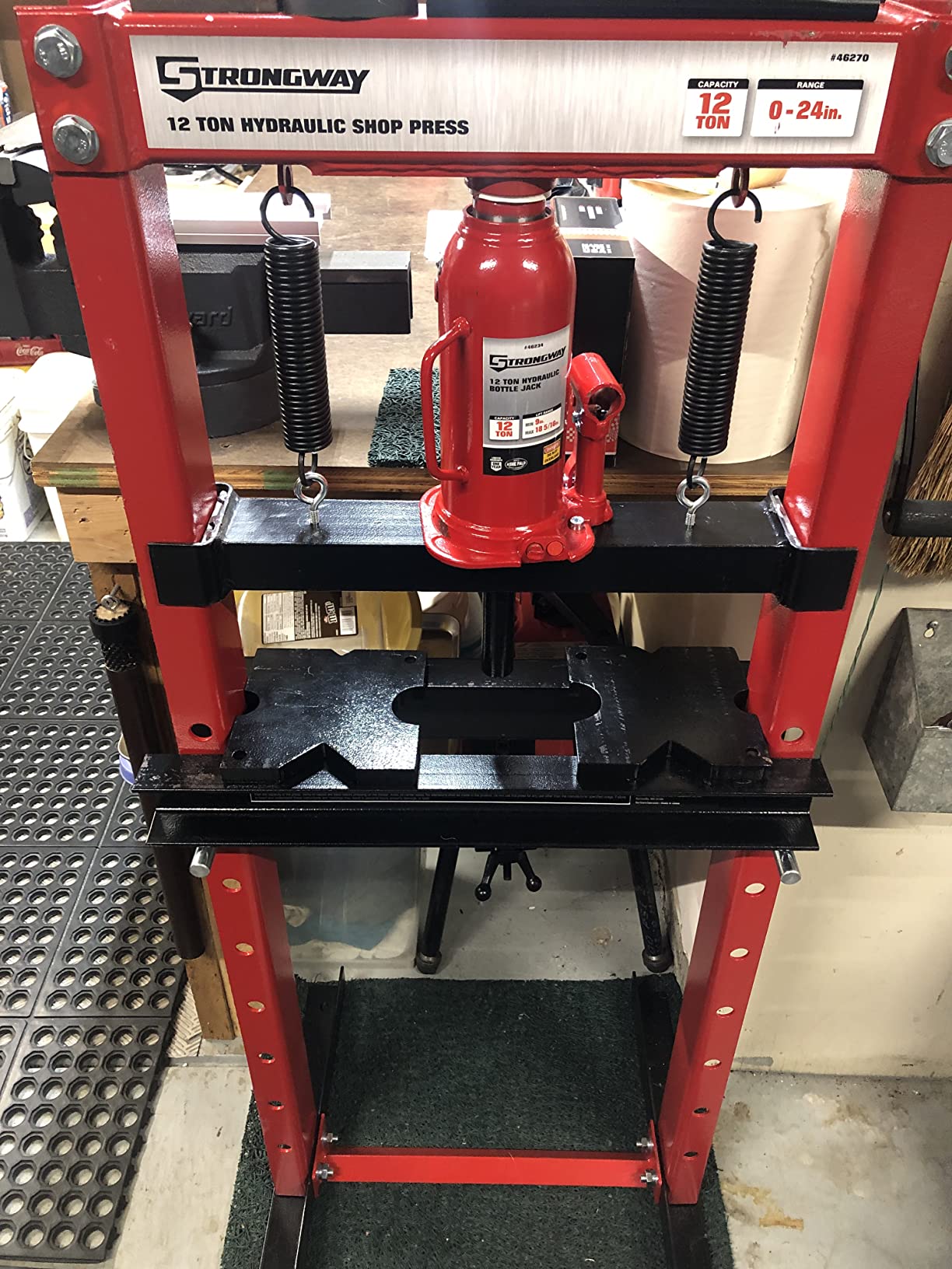 Strongway 50-Ton Pneumatic Shop Press with Gauge and Winch | Controlled pressing, automotive repair, bearing service, straightening/fabrication, heavy shop use customer photo 1