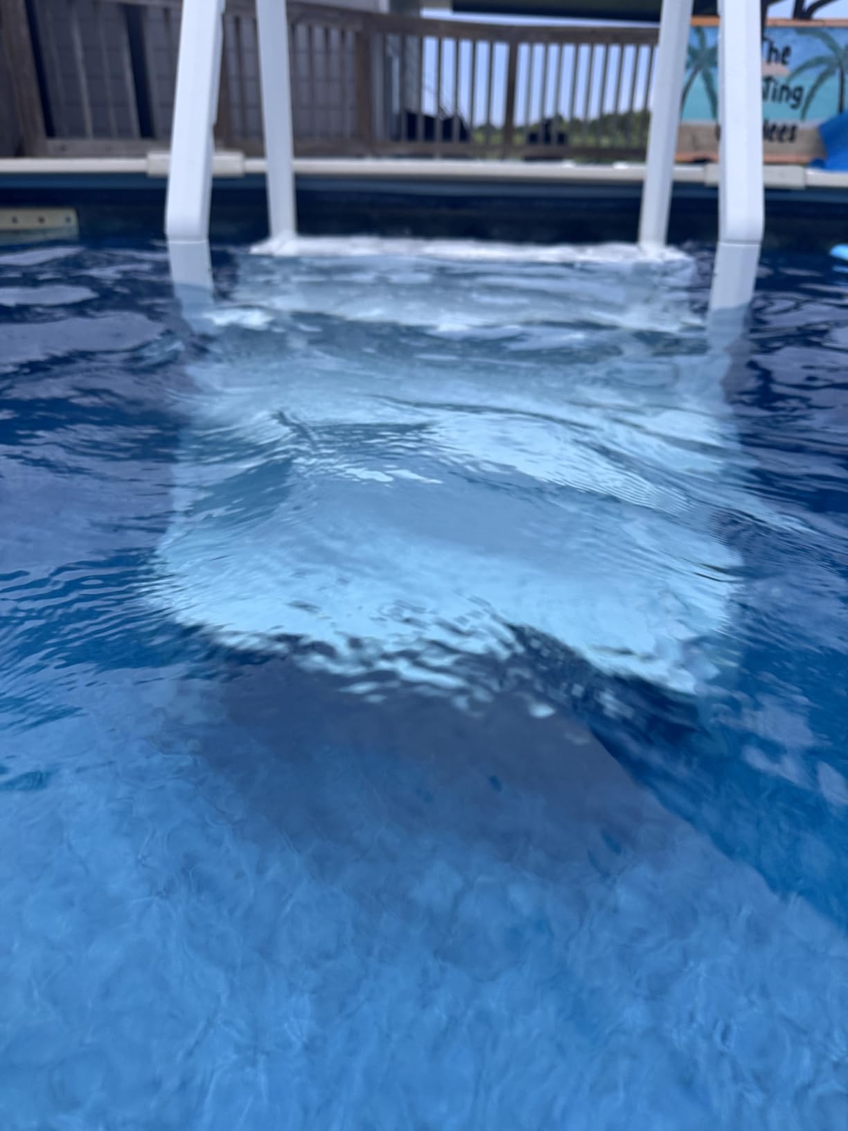 Blue Wave Easy Pool Steps - Above Ground Pool Ladder Anti-Slip Wide Stairs for Above Ground Pools with Handles - Fits 48- 54 Inch Pools, 350-lb Limit, Includes Deck Mounting Brackets - White Vinyl customer photo 1