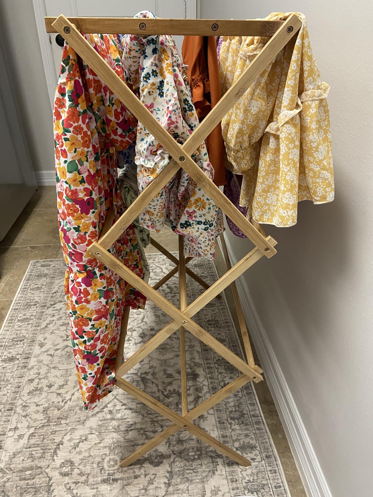 Home-it Wooden Clothes Drying Rack for Laundry - Collapsible Folding Bamboo Laundry Drying Rack - Heavy Duty Pre Assembled customer photo 2