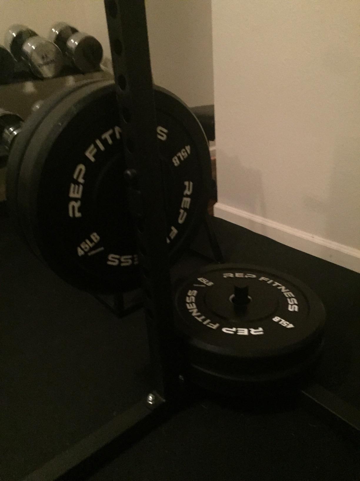 REP Fitness Rubber Bumper Plates, 5Lb to 370 lb Set Pairs, Olympic Standard Weights, Shock Absorbing Low Bounce Design, For Home Gyms, Fitness Centers, Strength Workouts, Barbell Use customer photo 1
