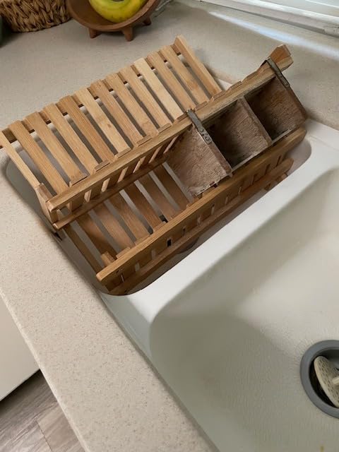 Bambüsi Collapsible Dish Drying Rack, Foldable Kitchen Counter Dish Drainer | Space-Saving Bamboo Strainer, No Assembly customer photo 1