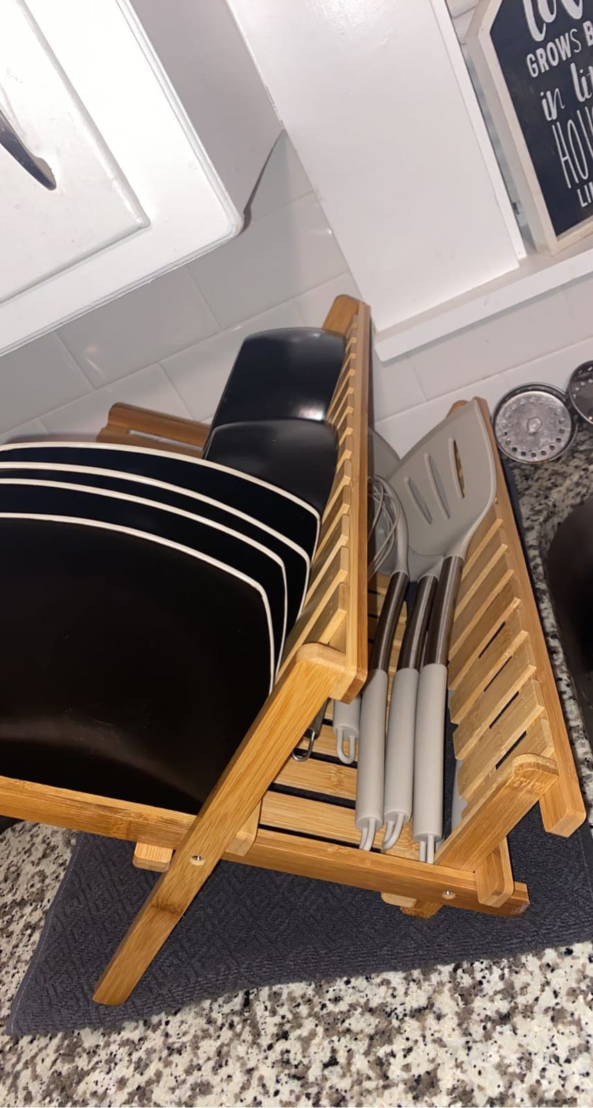 Bambüsi Collapsible Dish Drying Rack, Foldable Kitchen Counter Dish Drainer | Space-Saving Bamboo Strainer, No Assembly customer photo 2