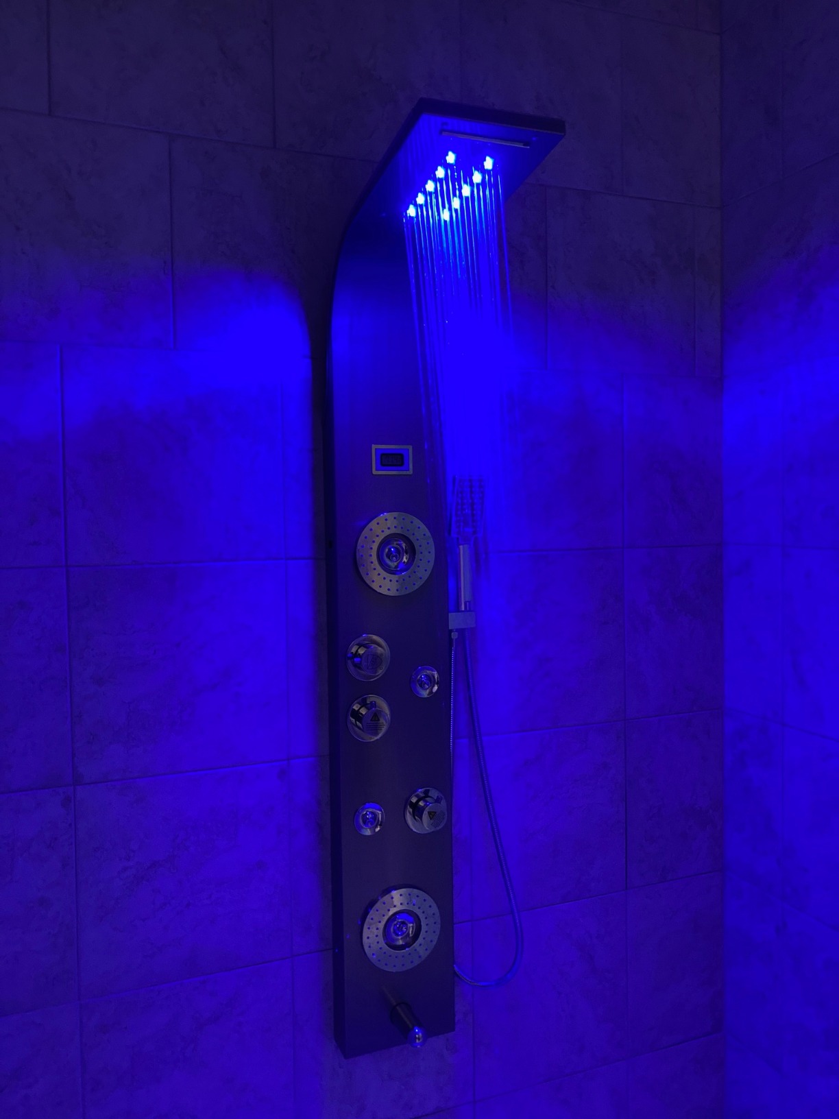 ELLO&ALLO Stainless Steel Shower Panel Tower System, LED Rainfall Waterfall Shower Head 6-Function Faucet Rain Massage System with Body Jets, Brushed Nickel customer photo 1
