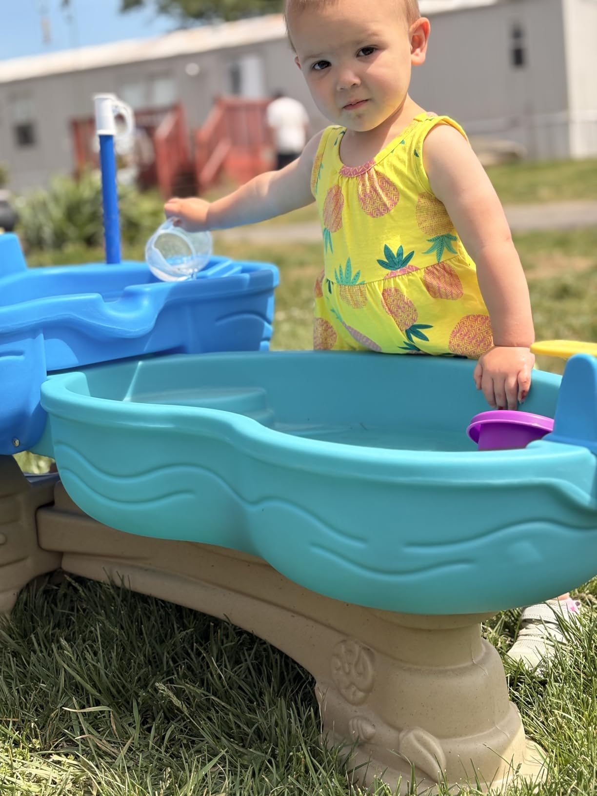 Step 2 Spill & Splash Seaway Water Table for Kids, Two-Tier Outdoor Kids Water Sensory Table with Umbrella, Ages 1.5+ Years Old, 11 Piece Water Toy Accessories customer photo 2