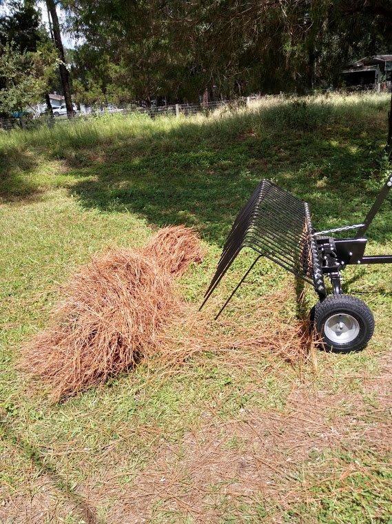 Yard Tuff Pine Straw Rake, Steel Lawn Sweeper with 24 Spring Tines, 60-Inch - Leaf Collector Attachment with Pin Hitch for ATV, UTV or Utility Tractor customer photo 1