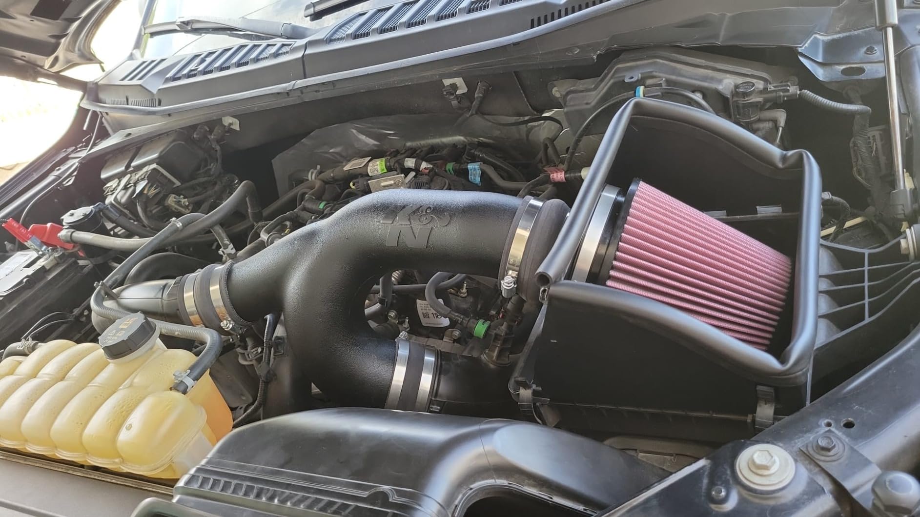K&N Cold Air Intake System: High-Flow Air Filter, Increase Performance & Towing: Compatible with 2015-2026 FORD: F150 V6 2.7L, 63-2593 customer photo 1