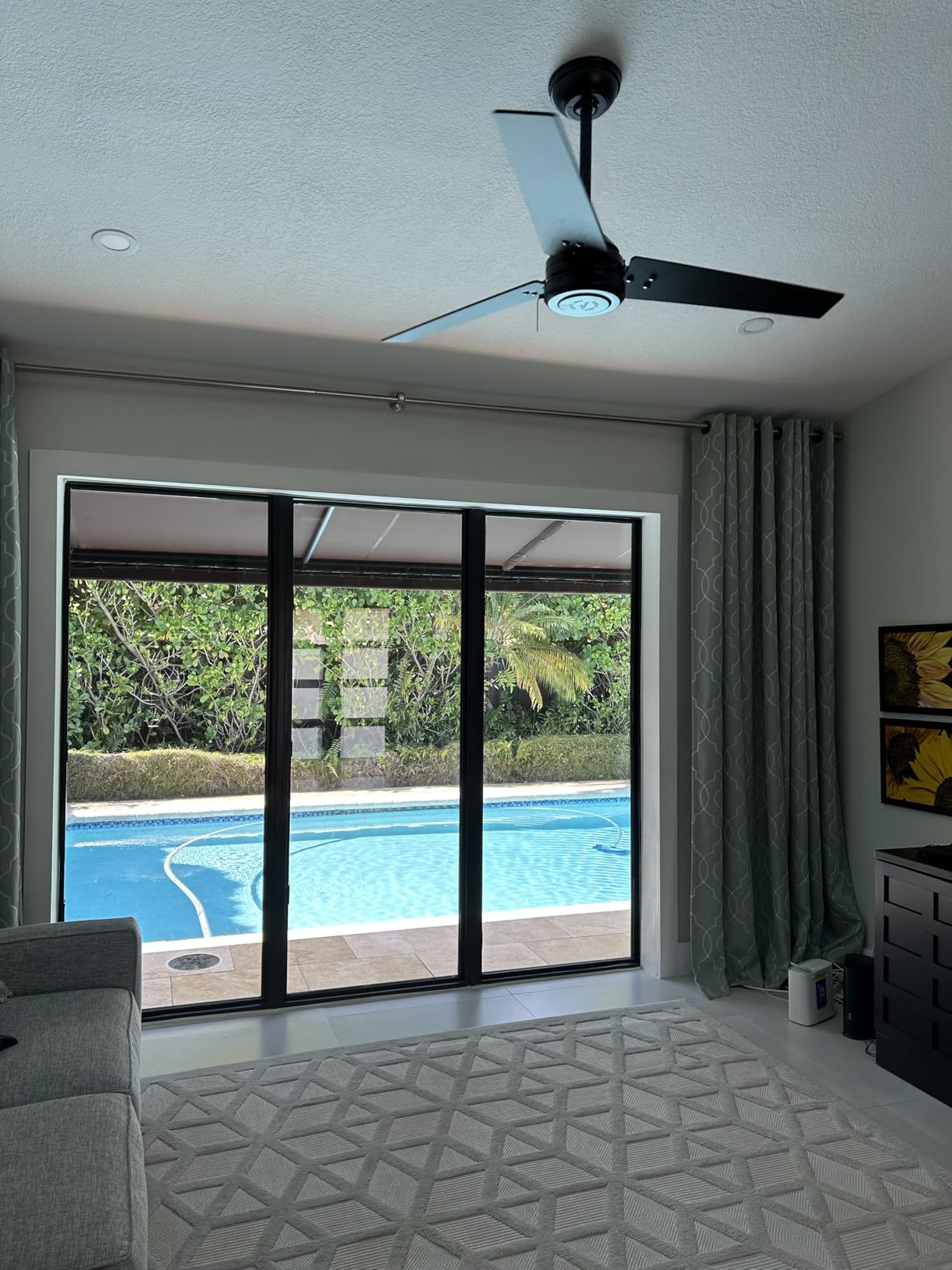 Hunter Cassius, Outdoor or Indoor, Ceiling Fan, 52 inch, Matte Black | No Light, Standard Mount, Pull Chain, 3 Blades, For Living Room, Patio, Porch, Garage, 59264 customer photo 1