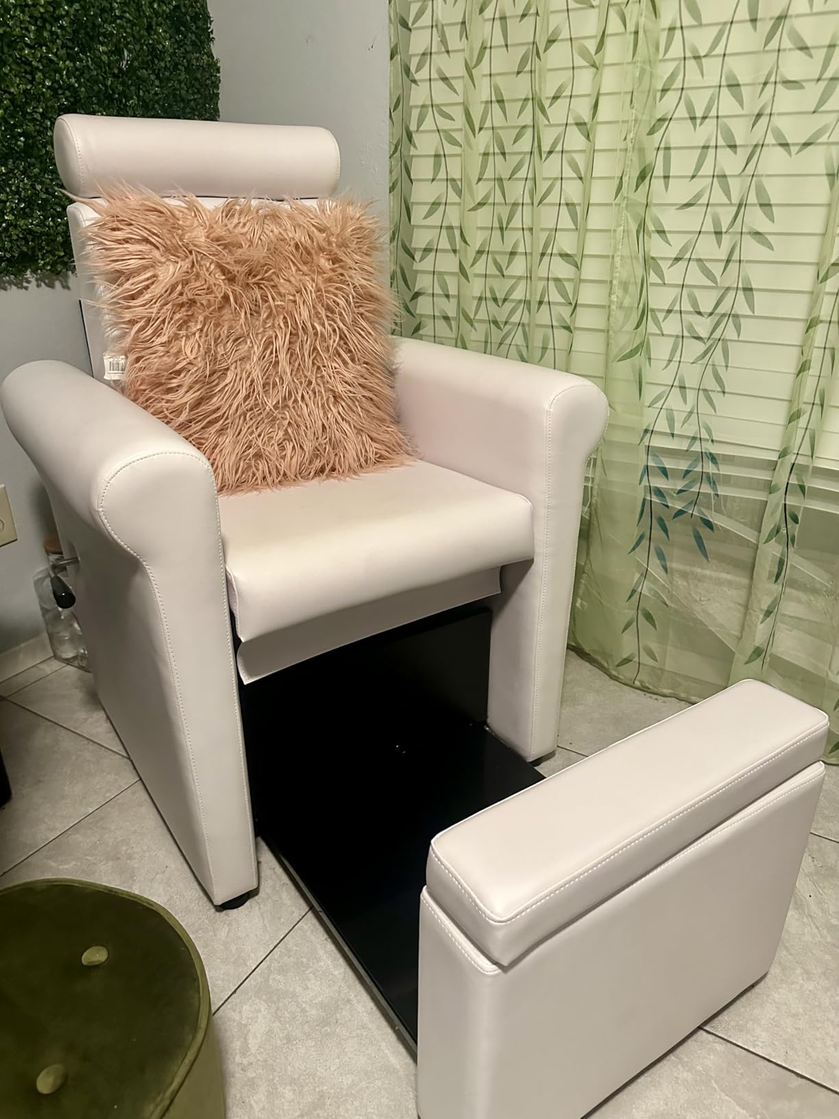 Buy-Rite Mona Lisa Plumb-Free Pedicure Chair Black Retractable Base | Plush Padded Upholstery, Fits Most Portable Footbaths, Reclining Back, Lockable Footrest, Retractable Storage Base For Salons customer photo 2