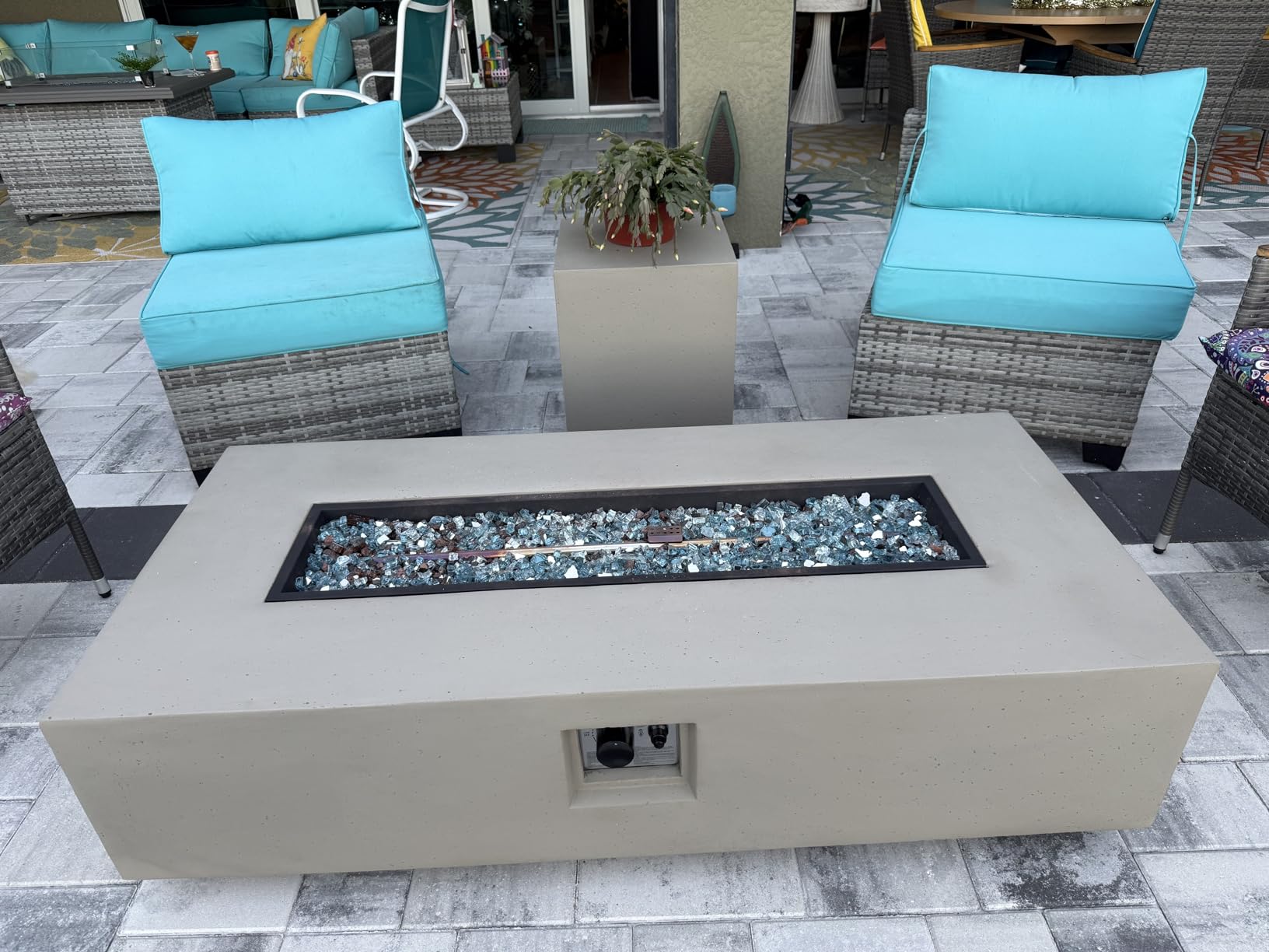 GDFStudio Christopher Knight Home Aidan Outdoor Rectangular Fire Table with Tank Holder, Light Gray customer photo 2