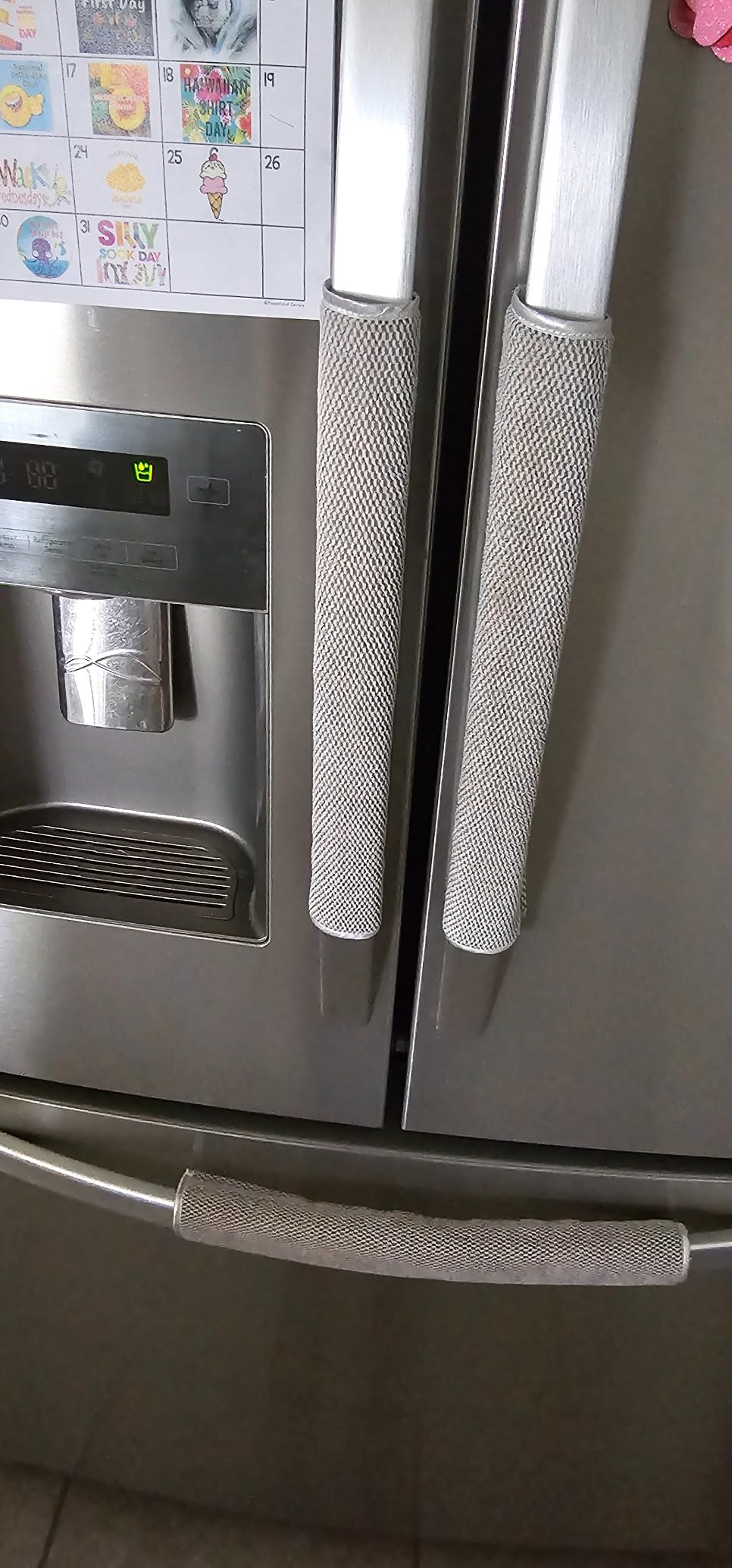 OUGAR8 Refrigerator Door Handle Covers Protective Electrical Kitchen Appliances Gloves Fridge Microwave Dishwasher Door Cloth Protector- Catches Drips,Smudges&Fingerprints Dust Covers (Gray Plush) customer photo 1