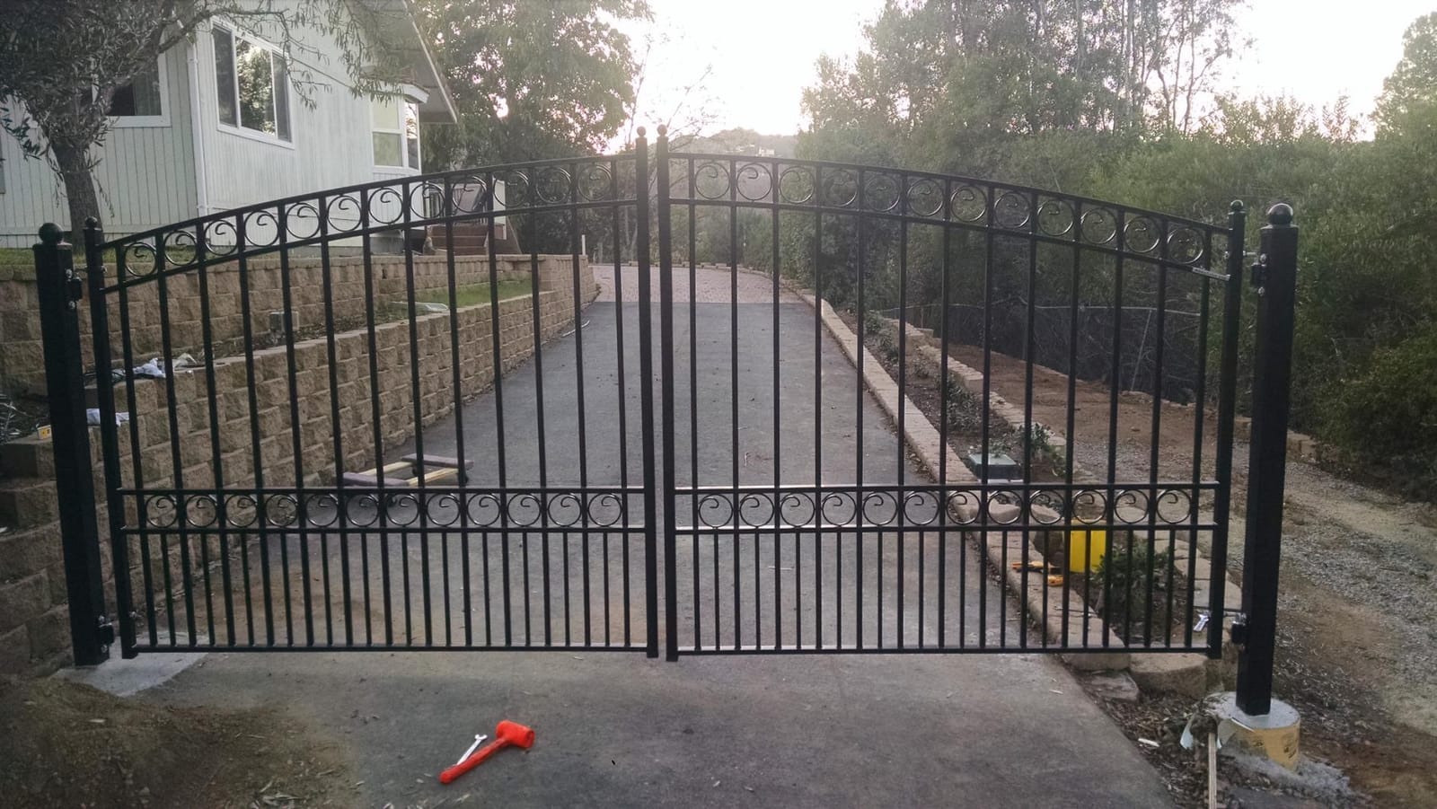 ALEKO Dual Swing Driveway Gate (12x6 Paris) DG12PARD | Ornamental welded design, galvanized rust-resistant finish, weld-ready panels, secures residential entrances, durable customer photo 1