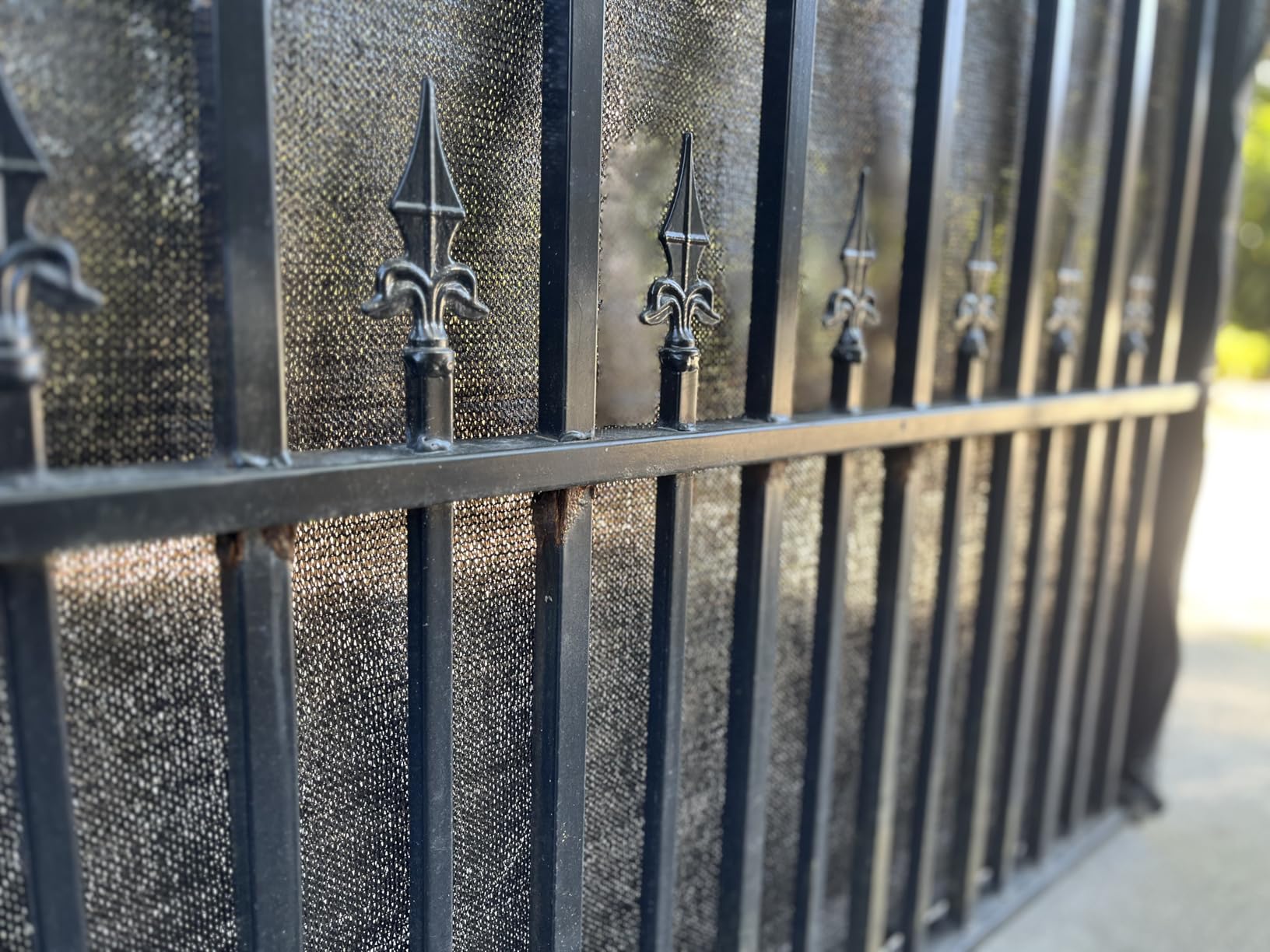 ALEKO Dual Swing Driveway Gate (12x6 Paris) DG12PARD | Ornamental welded design, galvanized rust-resistant finish, weld-ready panels, secures residential entrances, durable customer photo 2