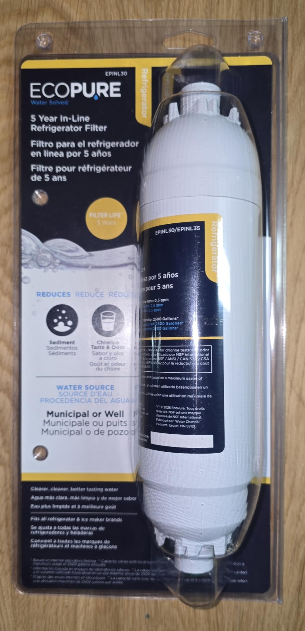 EcoPure EPINL30 5-Year In-Line Refrigerator Water Filter - Universal Fit for Most Fridges, Ice Makers, RVs & Boats customer photo 2
