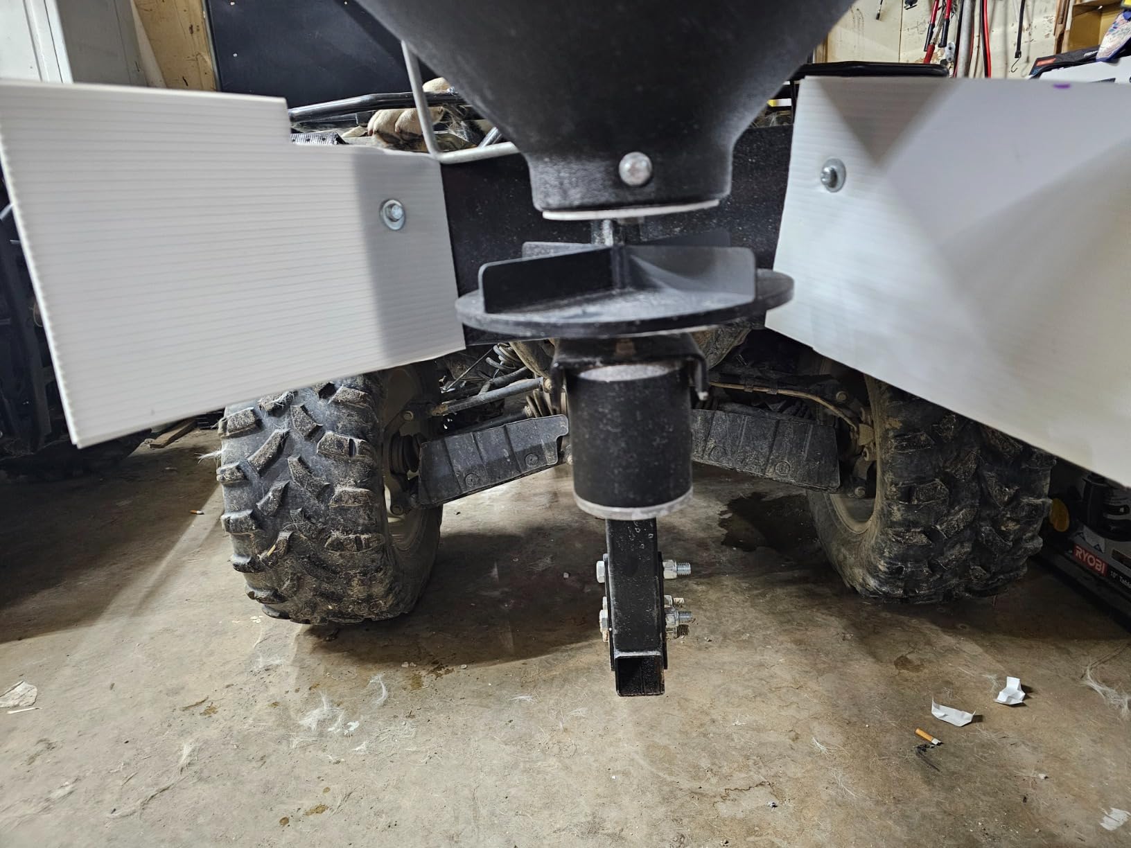 Buyers Products UTVS16 UTV/ATV Broadcast Spreader, 150 lb Capacity, Receiver Hitch Mount, for Salt, Grass, Seed, Fertilizer & Feed, Adjustable Flow Gate, 12V Motor, Poly Hopper w/ Lid, All‑Season Use customer photo 1