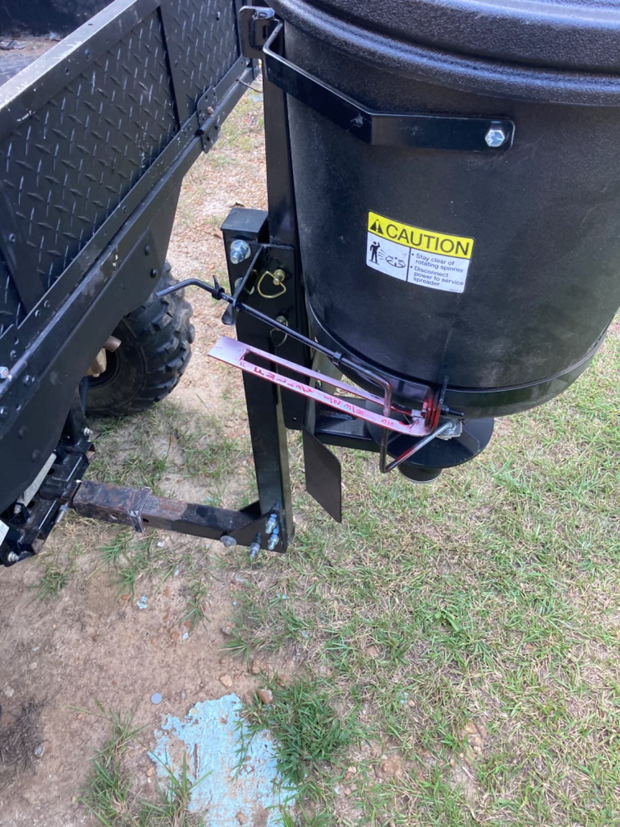 Buyers Products UTVS16 UTV/ATV Broadcast Spreader, 150 lb Capacity, Receiver Hitch Mount, for Salt, Grass, Seed, Fertilizer & Feed, Adjustable Flow Gate, 12V Motor, Poly Hopper w/ Lid, All‑Season Use customer photo 2