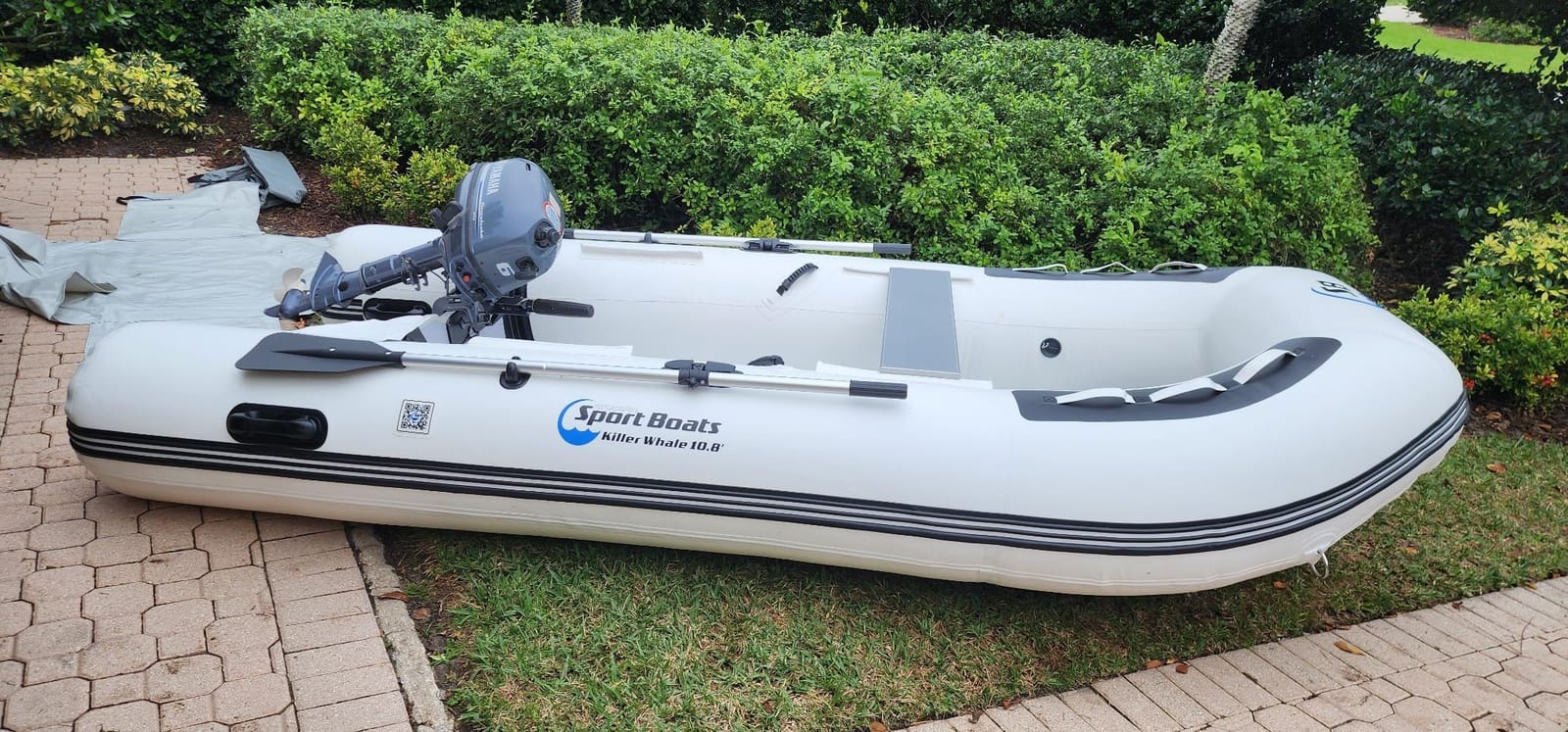 Killer Whale 10.8' Inflatable Dinghy | Aluminum Floor Dinghy with Durable Heat-Welded PVC | 5 Person Inflatable Dinghy | 15HP Motor Ready | Rigid aluminum hard floor | 5-person inflatable dinghy | 1,268 lb max load | 15HP | yacht tender customer photo 2