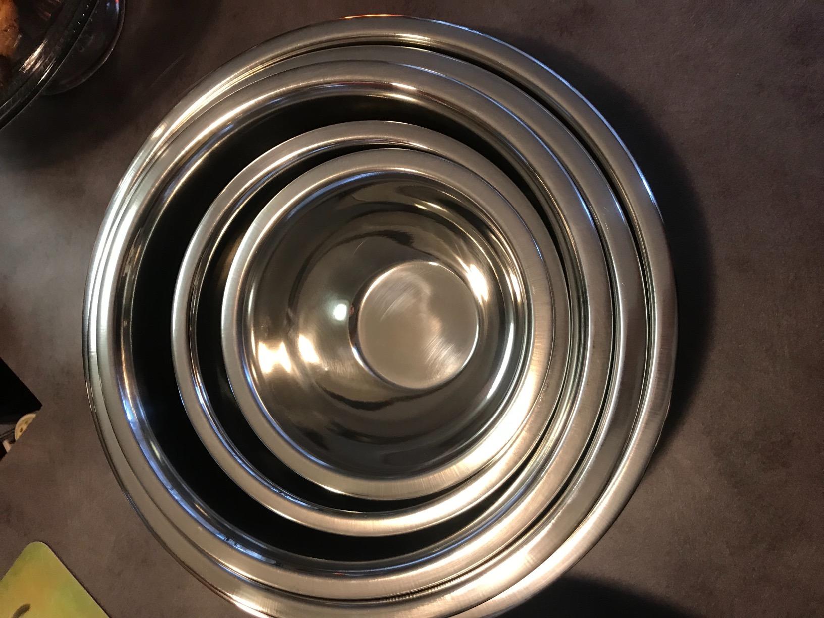 FineDine Stainless Steel Mixing Bowls Set, 6-Piece Metal Bowls | Stainless steel bowls, nesting design saves space, dishwasher safe, prep bowls, baking bowls, cooking bowls customer photo 2