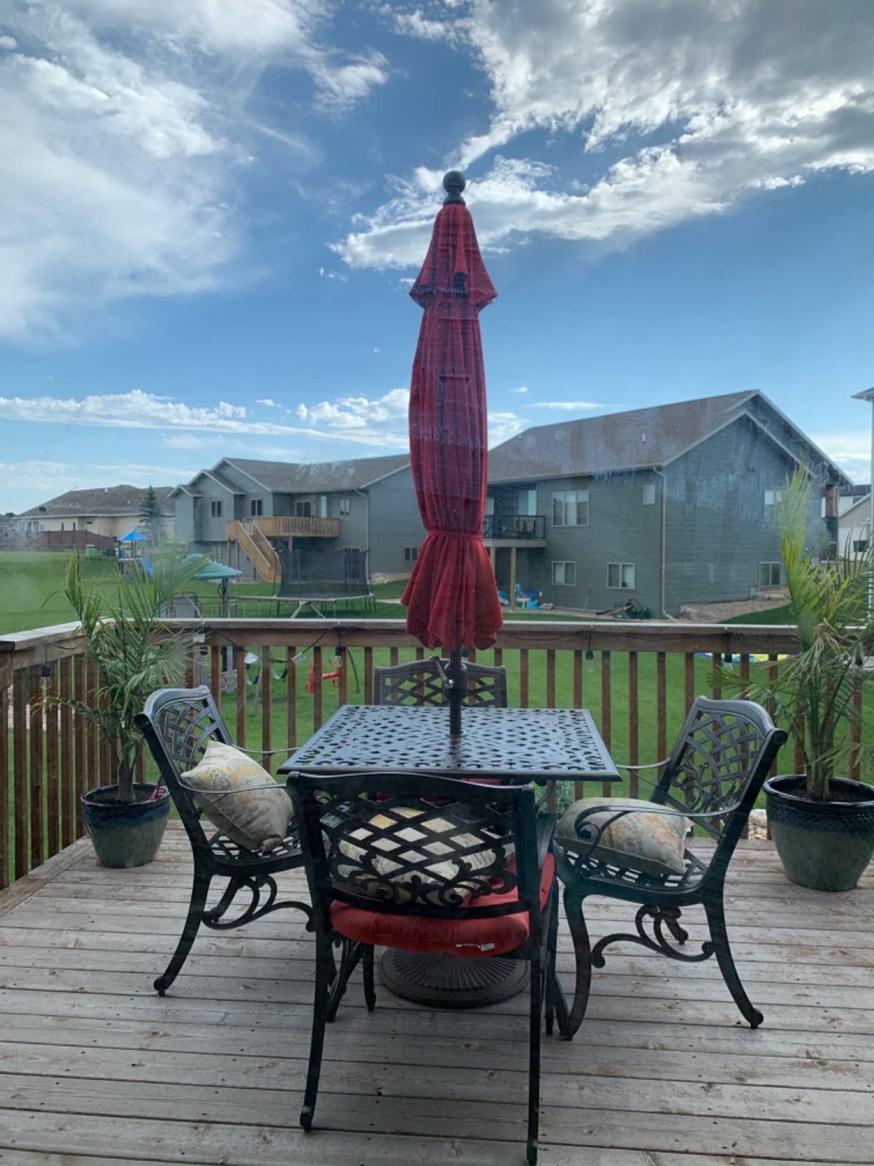 Galtech Stand Alone Patio Umbrella, Octagon Market Design with Auto Tilt, 100% Fade Resistant Fabric, 5 Year Sunbrella Warranty (9-FT Antique Bronze Frame Sunbrella: Teak) customer photo 1