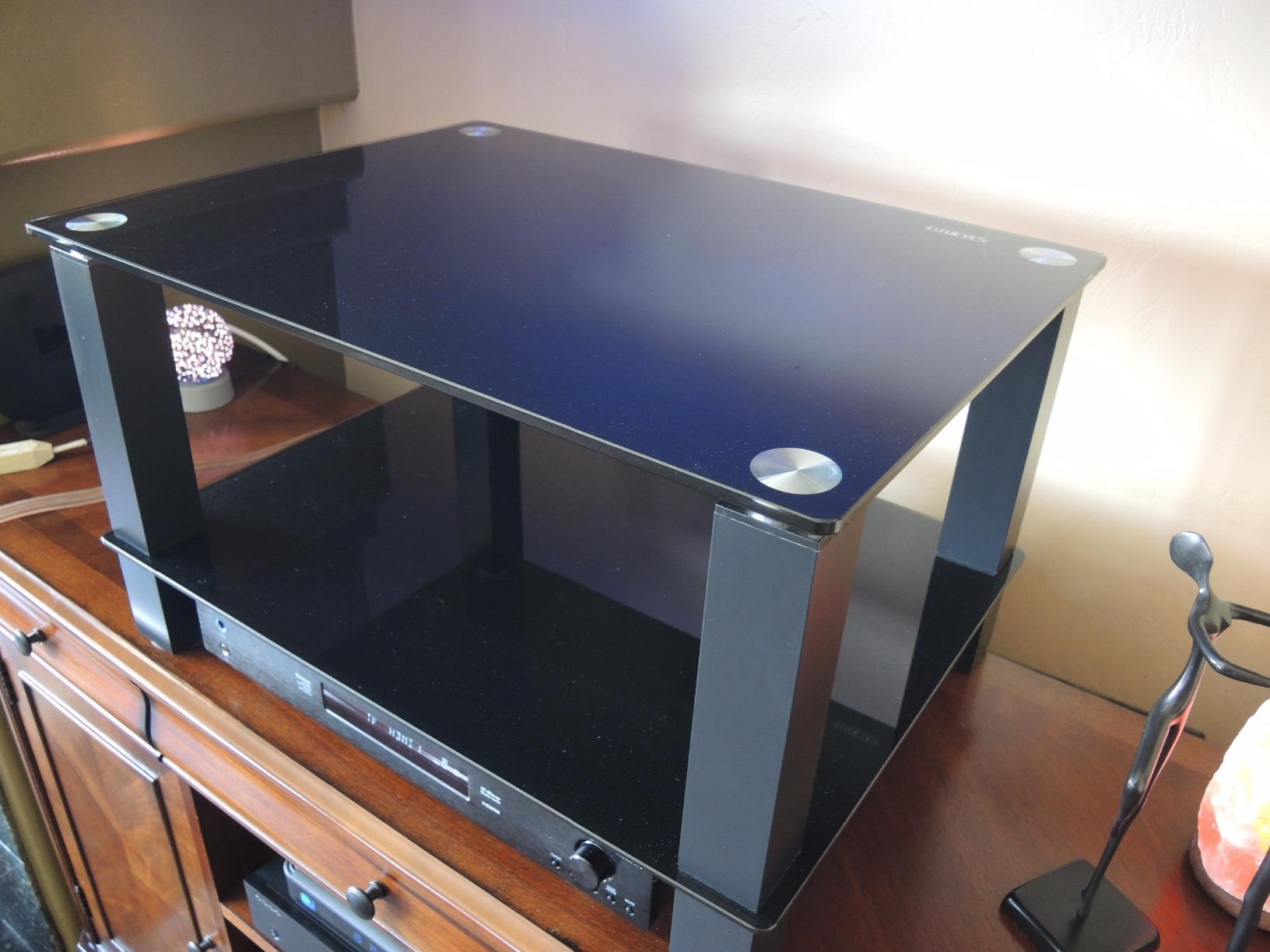 FITUEYES 4-Tier Media Stand Audio/Video Component Cabinet with Glass Shelf for Xbox One/ps4 AS406002GB customer photo 2