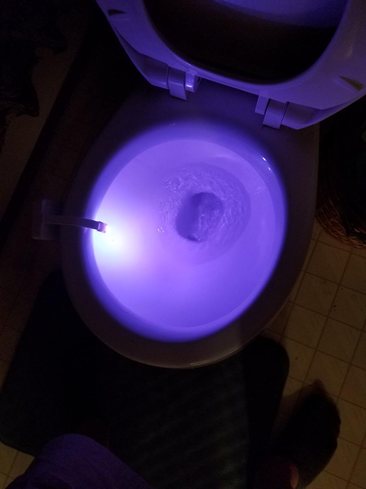VINTAR Toilet Light Motion Sensor, 16 Color Motion Sensor Toilet Night Light | Toilet Bowl Light for Bathroom Accessories Decor, Cool Gadgets, 5 Stage Dimmer, Light Detection, Battery Not Included customer photo 1