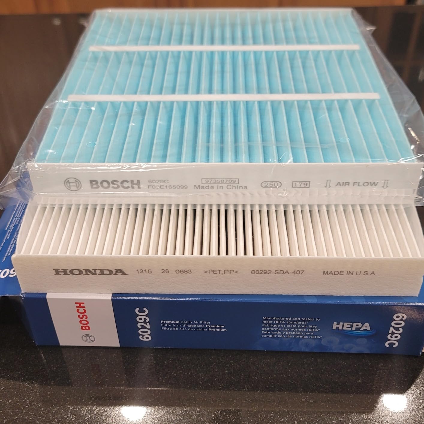 BOSCH 6029C HEPA Cabin Air Filter - 3 Layer Protection For A Healthier Ride | Compatible with Select Acura ILX MDX RDX RLX TL TLX TSX; Honda Accord, Civic, CR-V, Odyssey, Passport, Pilot, Ridgeline +More customer photo 1