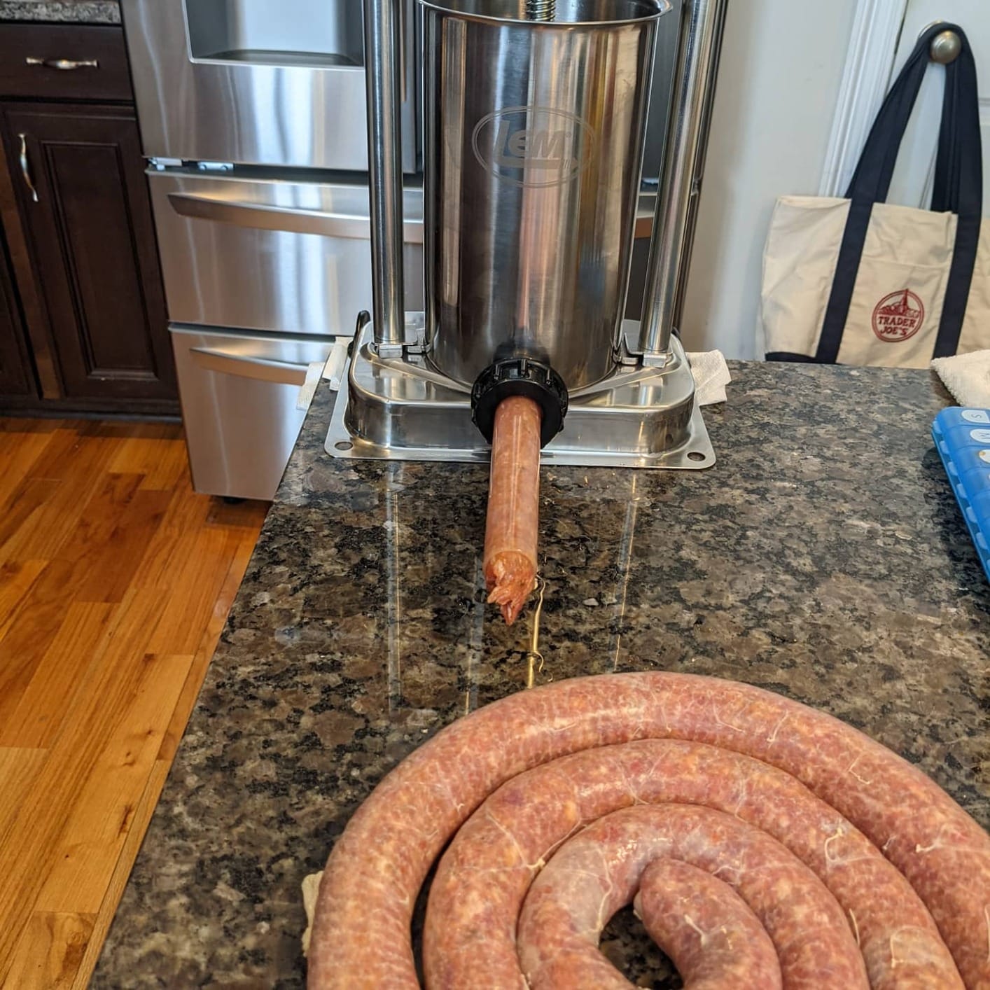 LEM Products MightyBite 5 lb Sausage Stuffer, Professional Design, Stainless Steel, Includes Clamps & Stuffing Tubes, Removable Cylinder, Air-Release Piston, Meat Stuffer Machine for Home Use customer photo 2
