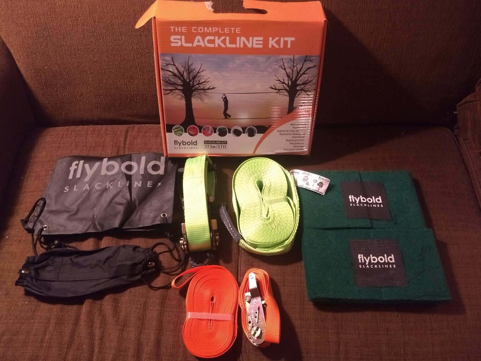 flybold Slackline Kit for Kids and Adults - 57 ft Balance Rope with Training Line, Tree Protectors, Arm Trainer, Ratchet Cover, and Carry Bag - Ideal for Tightrope Walking and Slackline Zipline customer photo 2