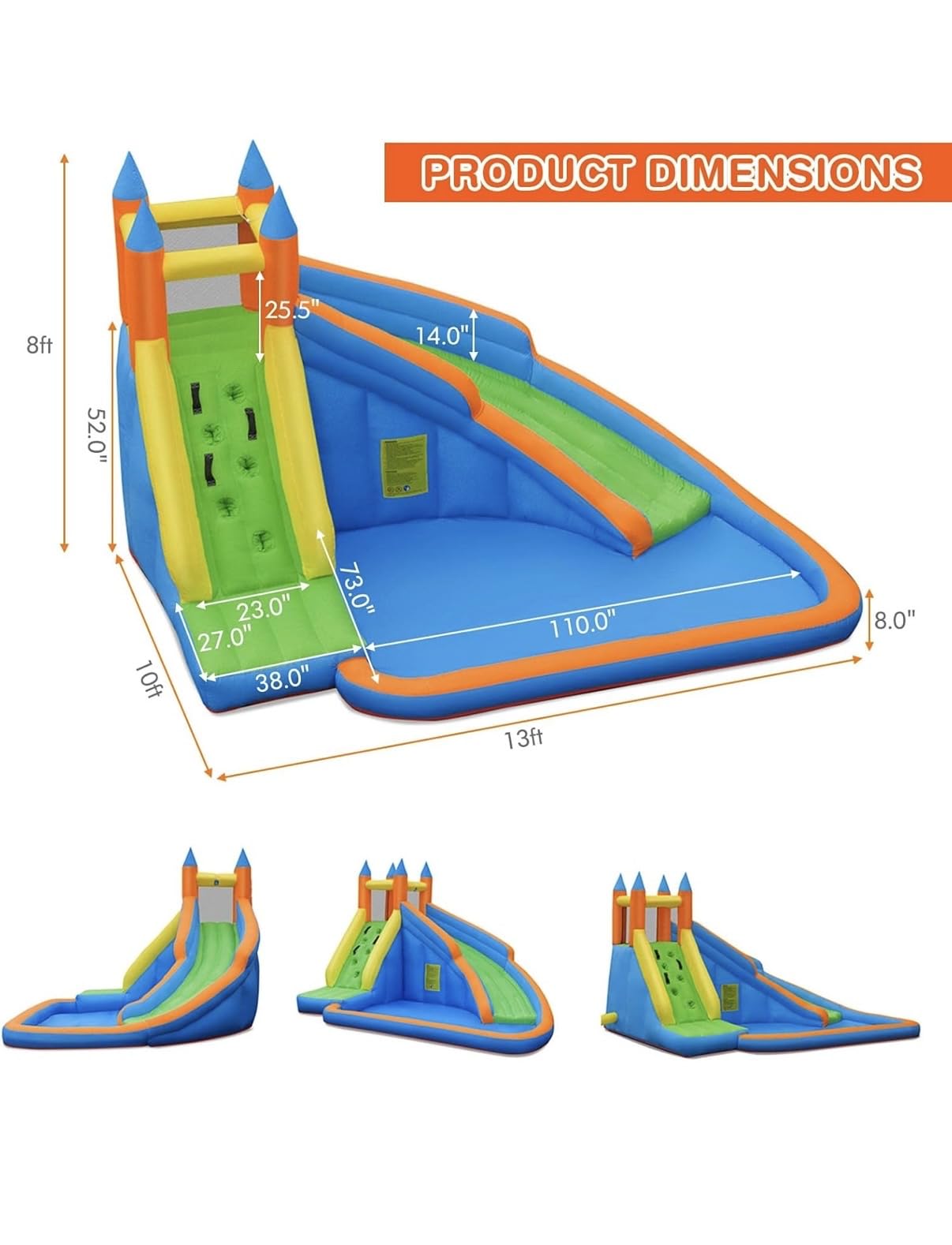 Costzon Inflatable Water Slide, Giant Bouncy Water Park Jump Castle Waterslide for Kids Backyard Outdoor Fun with Climbing Wall, Splash Pool, Blow up Water Slides Inflatables for Kids Party Gifts customer photo 1