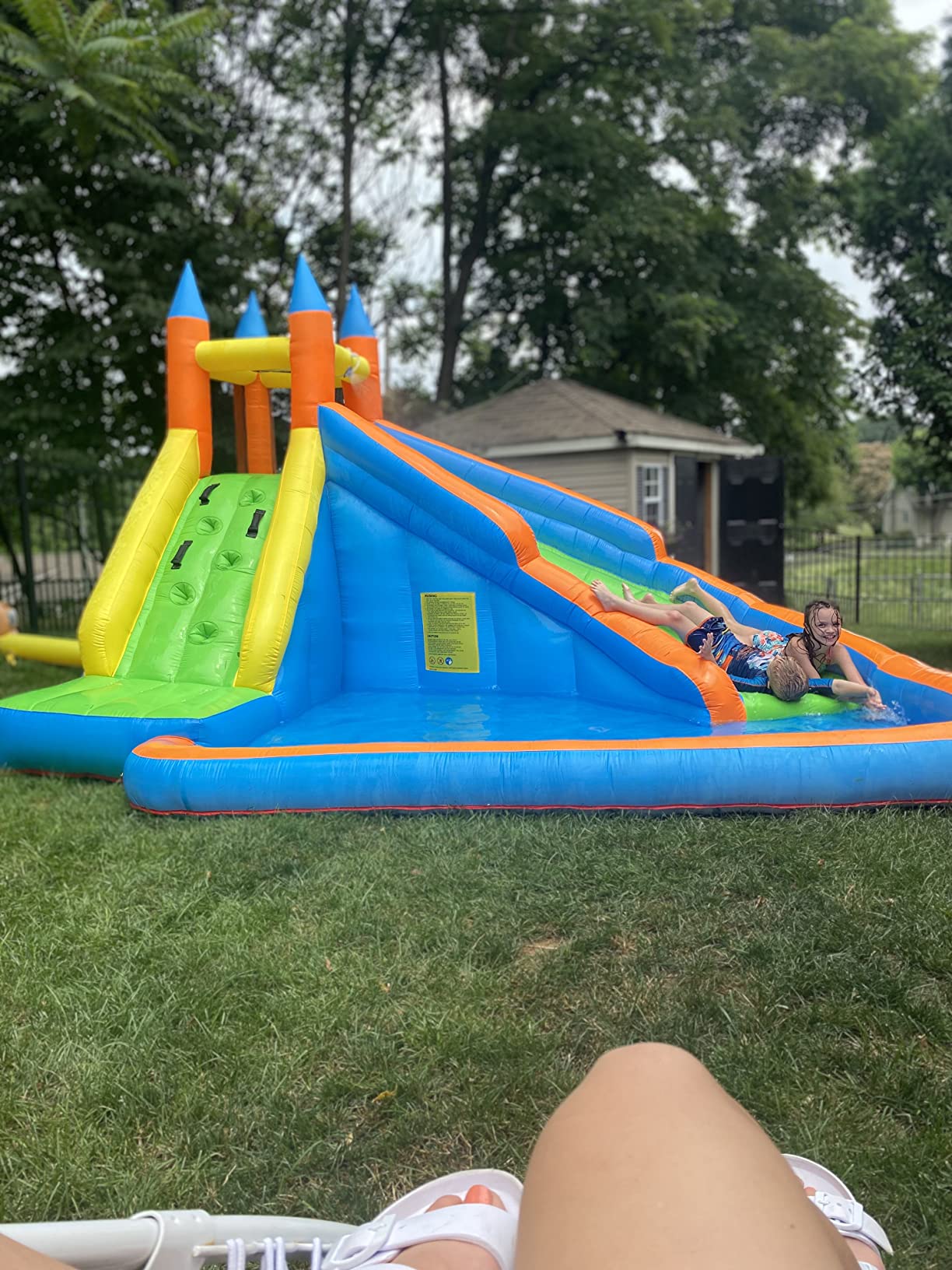 Costzon Inflatable Water Slide, Giant Bouncy Water Park Jump Castle Waterslide for Kids Backyard Outdoor Fun with Climbing Wall, Splash Pool, Blow up Water Slides Inflatables for Kids Party Gifts customer photo 2