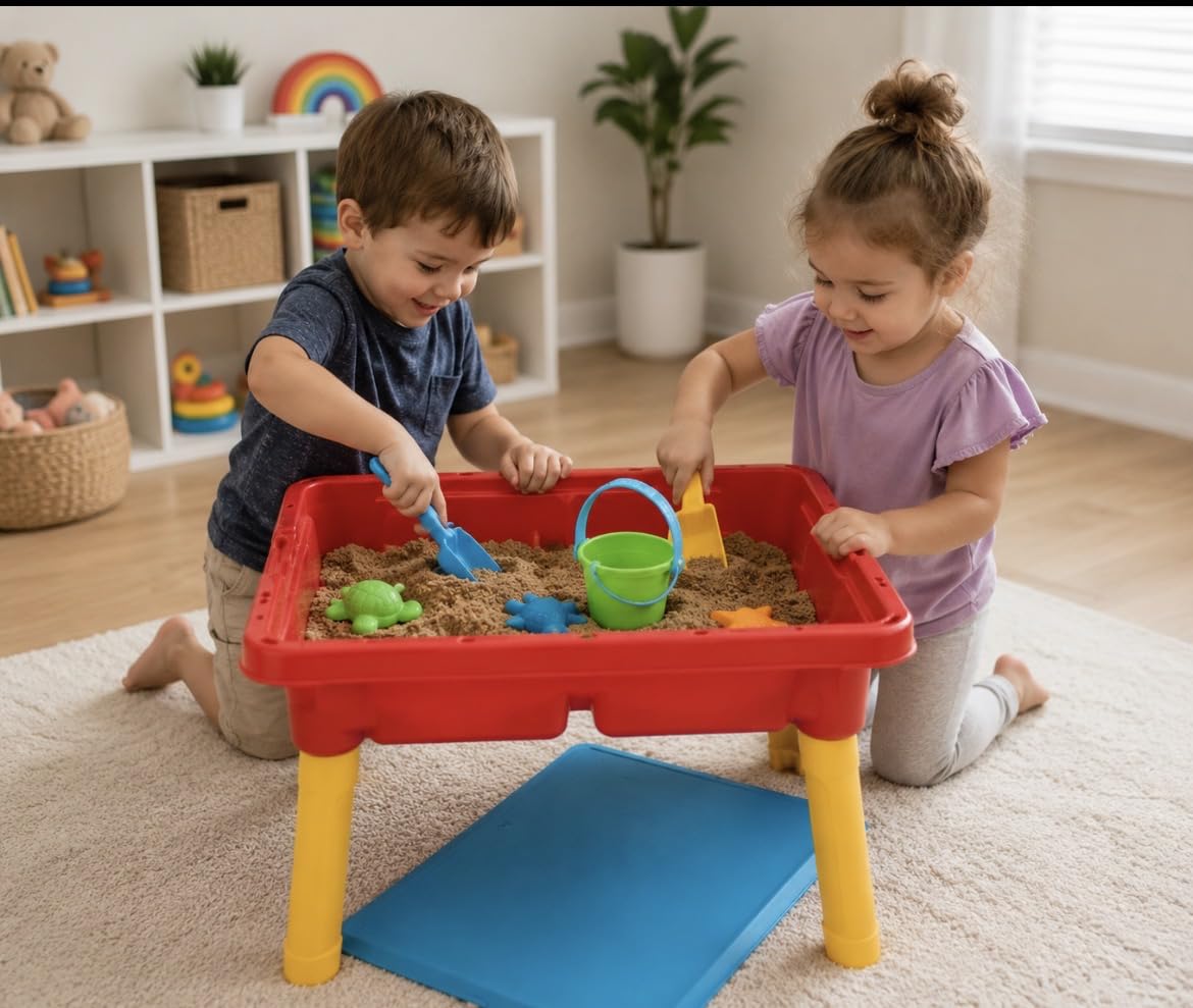 Kidoozie Sand 'n Splash Activity Table, Dual Sensory Bins with Cover, Stand-Up Height, Ages 2+ customer photo 1