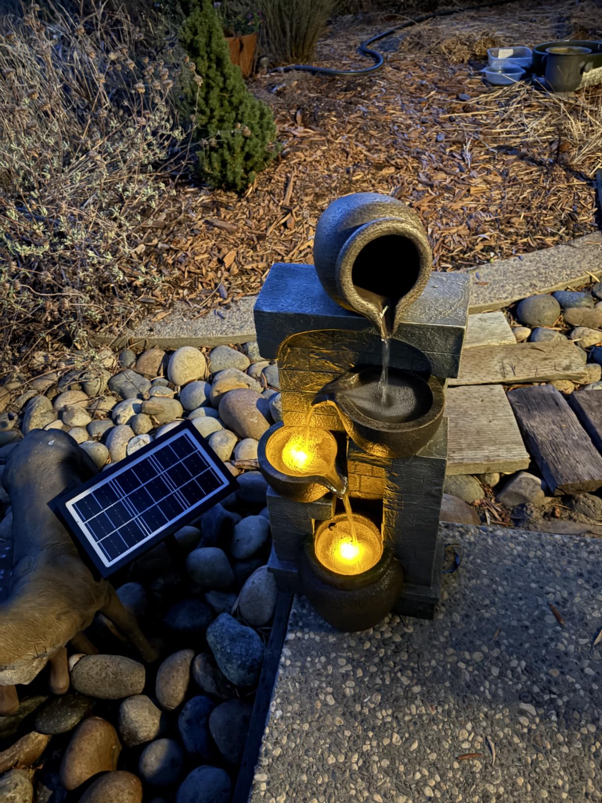 Teamson Home 33.25 in. Cascading Bowls and Stacked Stones LED Outdoor Water Fountain for Gardens, Landscaping, Patios, Balconies, and Lawns for a Calming Oasis in Outdoor Living Spaces, Stone Gray customer photo 2