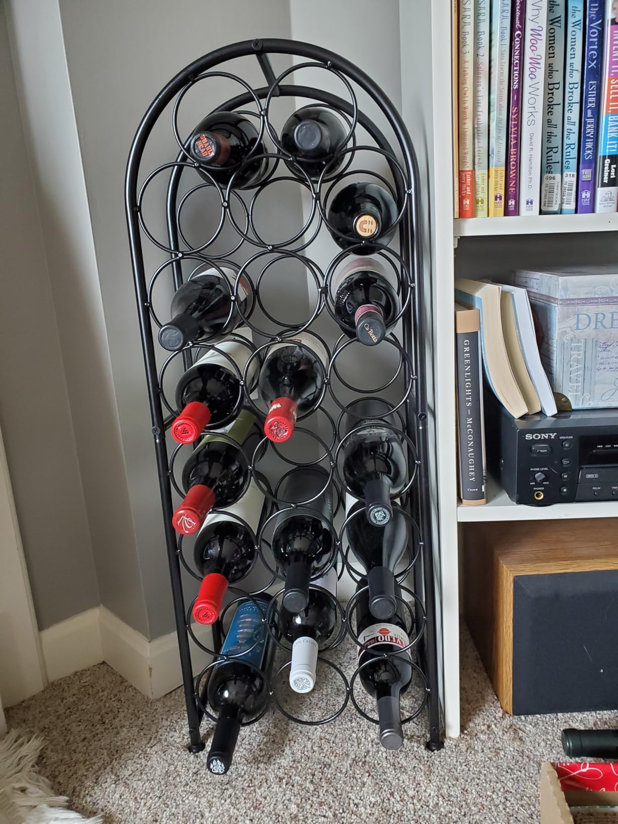 PAG 23 Bottles Arched Freestanding Floor Metal Wine Rack Wine Bottle Holders Stands, Black customer photo 1