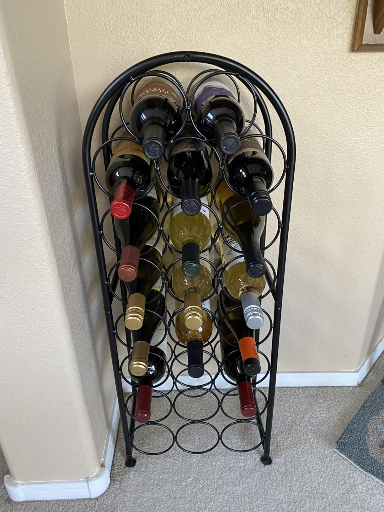 PAG 23 Bottles Arched Freestanding Floor Metal Wine Rack Wine Bottle Holders Stands, Black customer photo 2