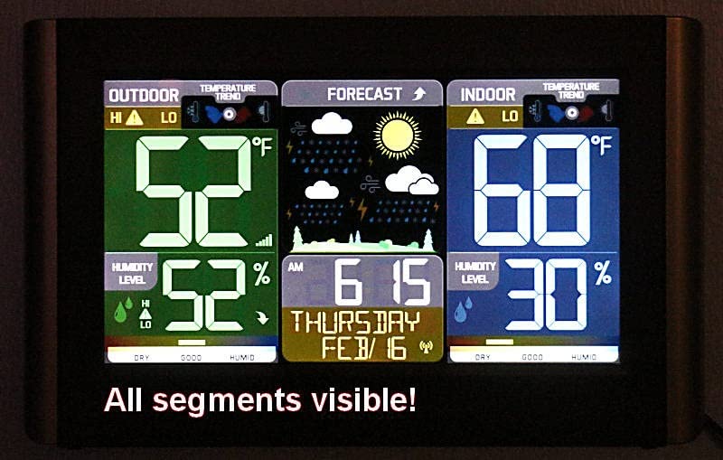 La Crosse Technology Weather Station with Customizable Alerts, Weather Forecast, Temperature, Dew Point, Humidity, Time, Heat Index, Large Display, Adjustable Brightness, Wireless, Black, C85845-INT customer photo 2