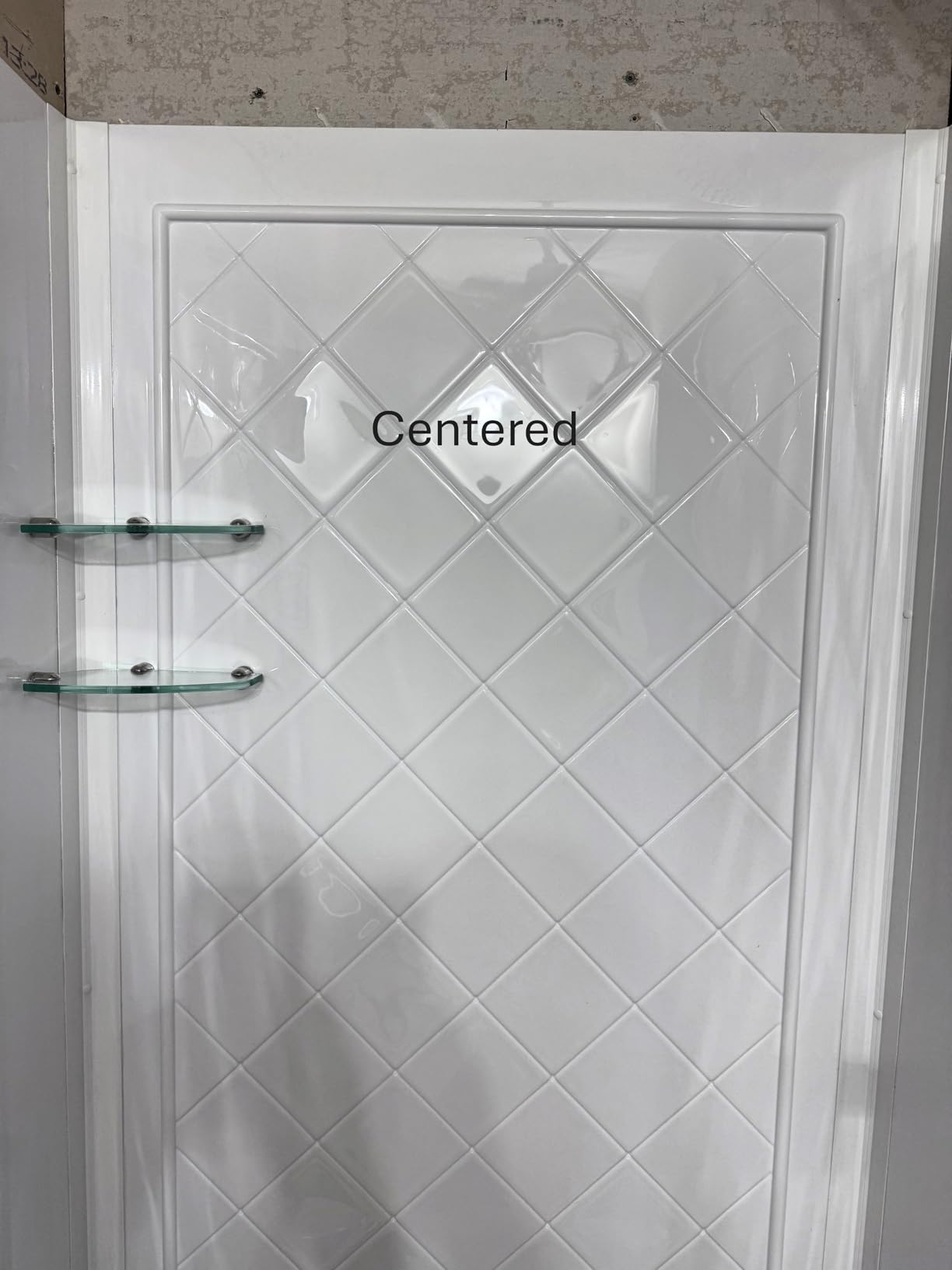 DreamLine 32 in. D x 48 in. W x 76 3/4 in. H Center Drain Acrylic Shower Base and QWALL-5 Backwall Kit In White, DL-6070C-01 customer photo 1