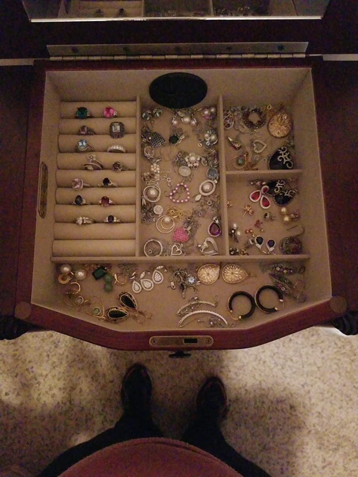 Hives and Honey Roman Locking Jewelry Armoire - 8 Drawer Organizer with Mirror, Side Necklace Hooks, Ring Rolls and Anti-Tarnish Lining customer photo 2