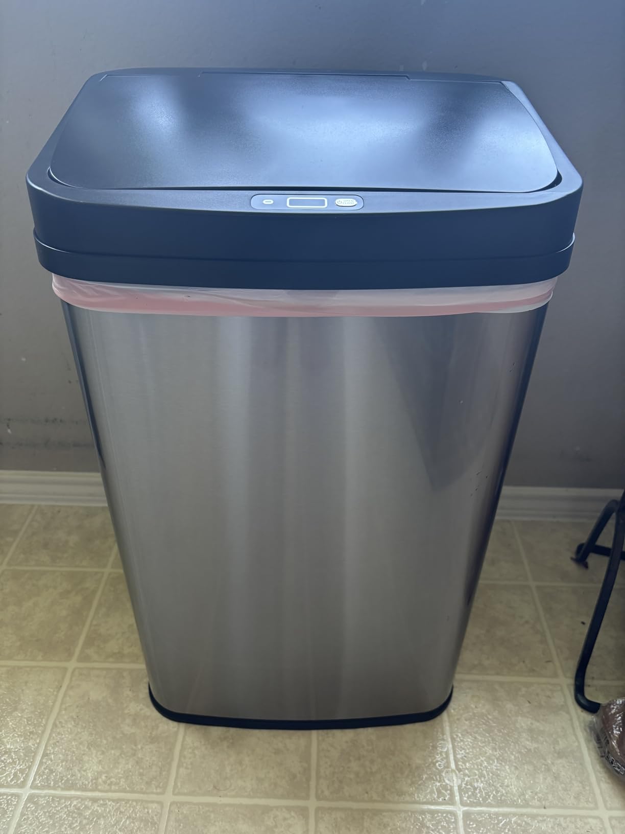Ninestars 13 Gallon Automatic Trash Can, 50L Touchless Motion Sensor Garbage Can with Odor-Sealing Lid, Rectangular Stainless Steel, Silver Trim customer photo 1