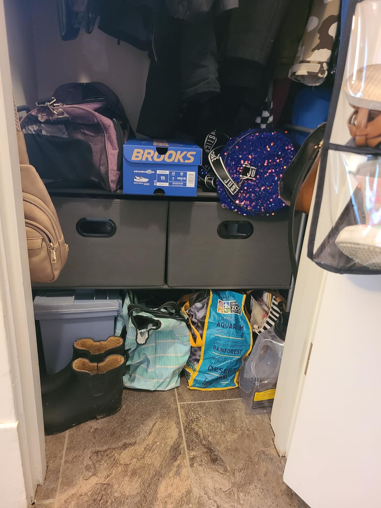 Amazon Basics Freestanding Closet Organizer with Fabric Bins, Drawers and 3 Shelves, Easy to Assemble, Grey, 32.7