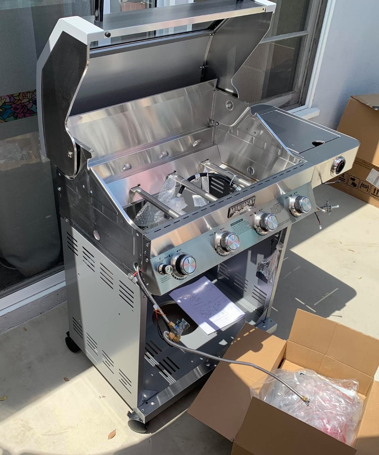 Monument Grills Larger 4+2 Burner Propane Gas Grills Stainless Steel Cabinet Style with Clearview Lid, Knob Controls, Built-In Thermometer, Infrared Side Sear Burners & Side Burners customer photo 1