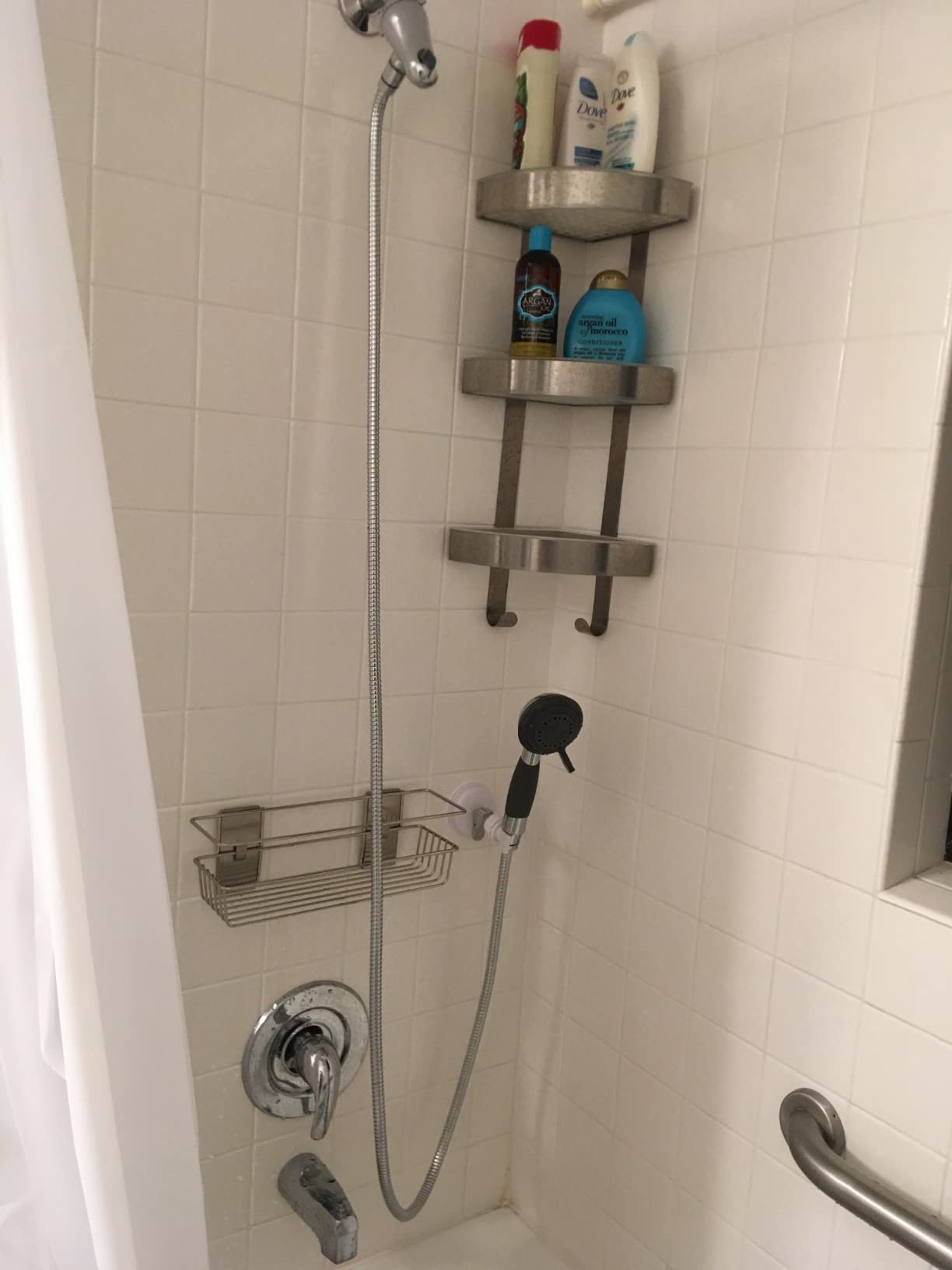 YOO.MEE ADA Handheld Shower, Fits Elderly and People Disabled in Action | Big-button Turning, Silicone Grip, Pause Setting, for Parkinson, Arthritis, 79 Inch Stainless Steel Hose Included, Chrome customer photo 1