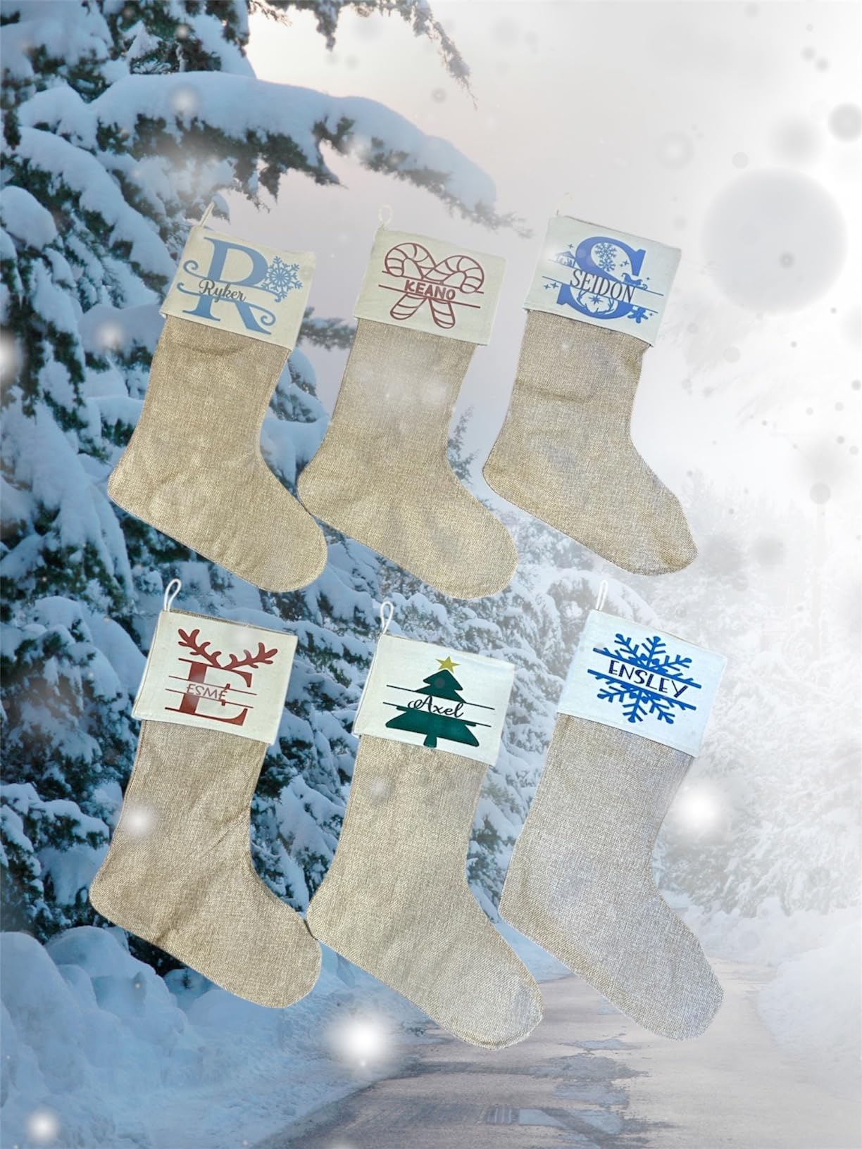 DECORA Natural Jute Burlap Christmas Stocking Fireplace Hanging for Gifts Goodies Handmade Projects Set of 6 customer photo 2
